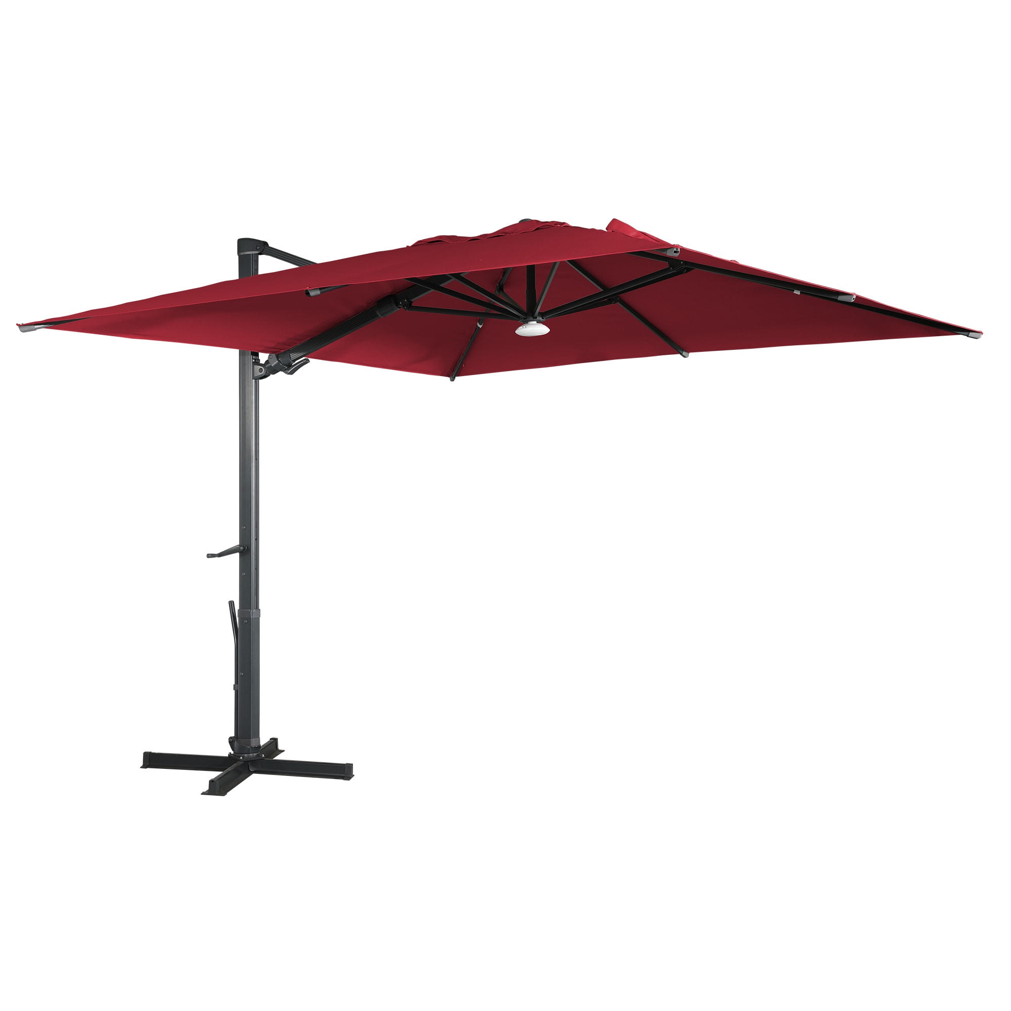 CASAINC WF-HW55308 10-ft Aluminum Red Cantilever Patio Umbrella with Lights