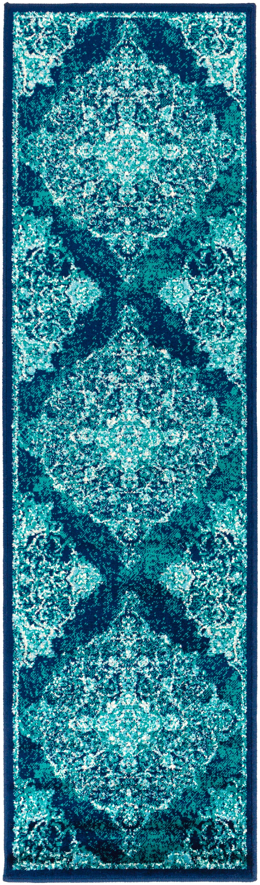 Livabliss PAR1098-2276 Paramount 2 x 8 (ft) Polypropylene Teal Rectangular Indoor Medallion Oriental Runner rug