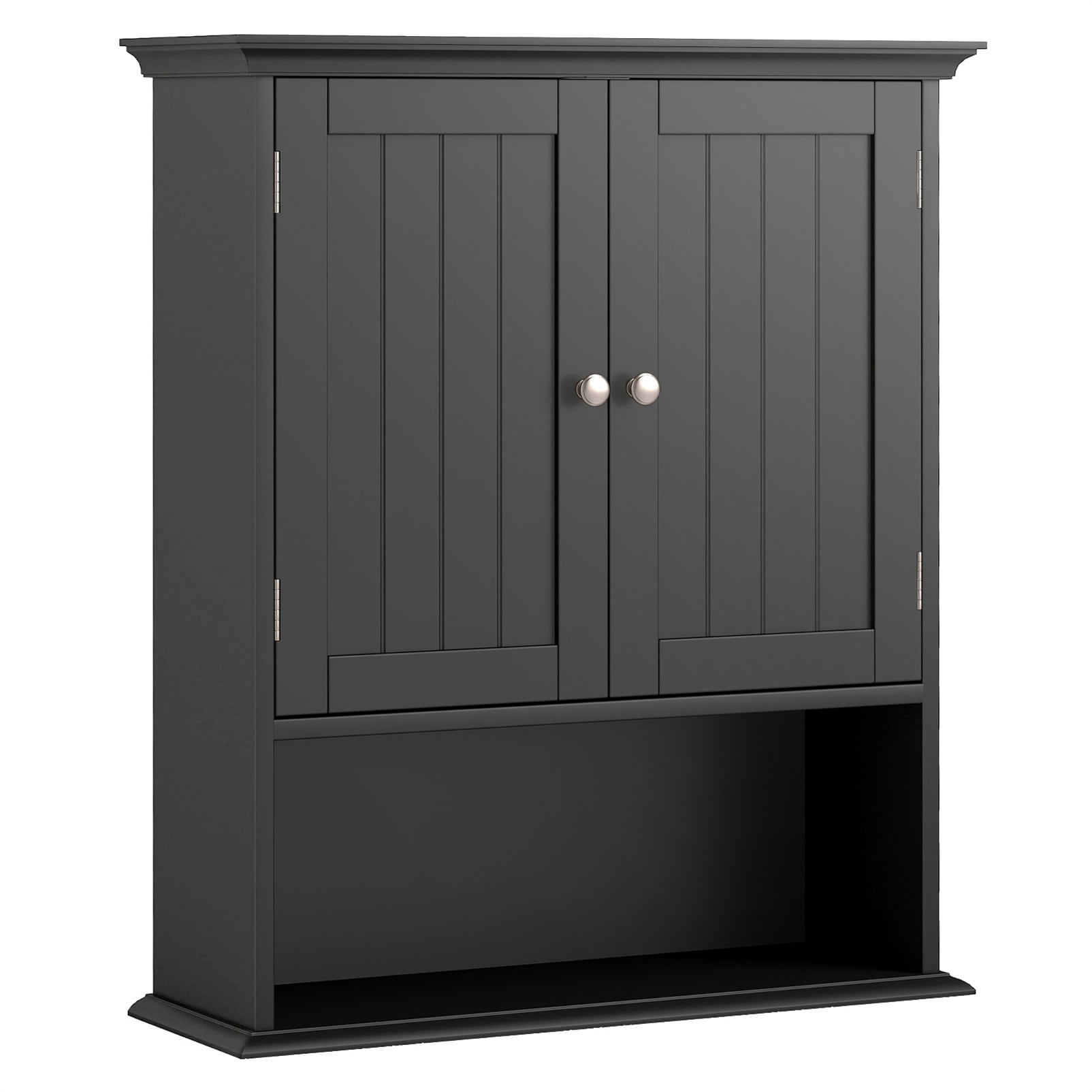 Gtnali 23.5-in W x 28-in H Wall Mount Black Bathroom Wall Storage Cabinet with 2 Doors and Adjustable Shelves