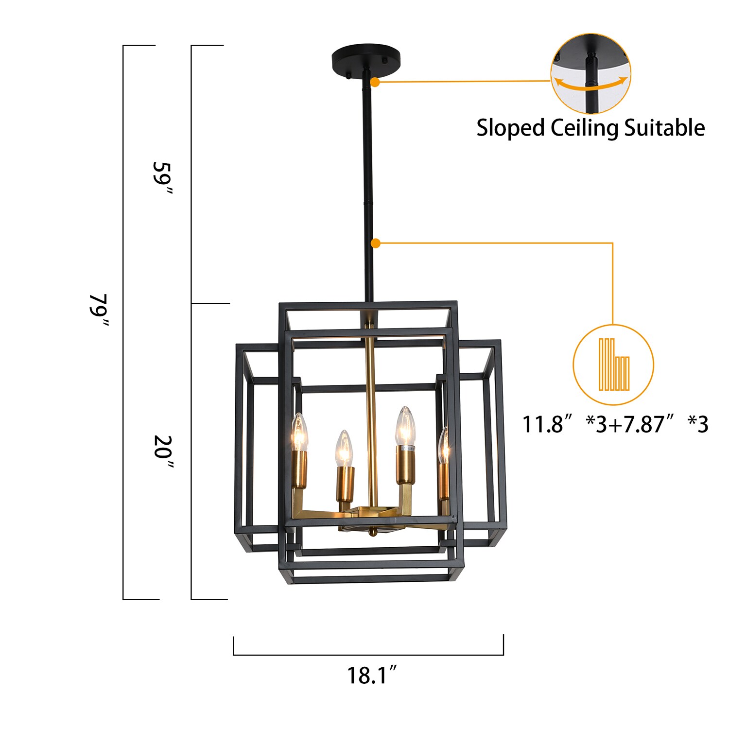 Wellfor Wc Pendant Light 4-light Two-color Patchwork Modern 