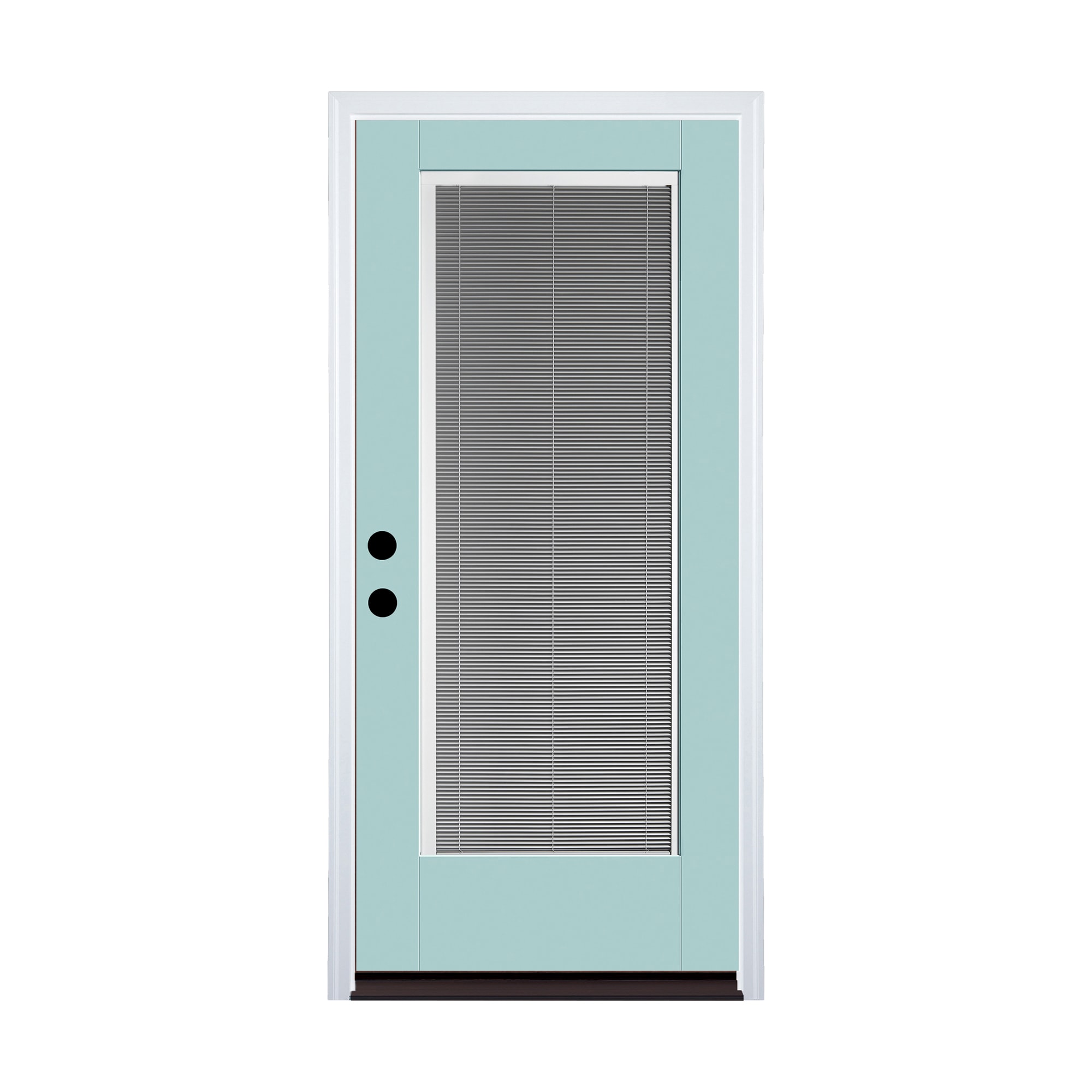 Therma-Tru 36-in x 80-in Fiberglass Full Lite Painted Prehung Front Door with Brickmould and Insulating Core with Blinds
