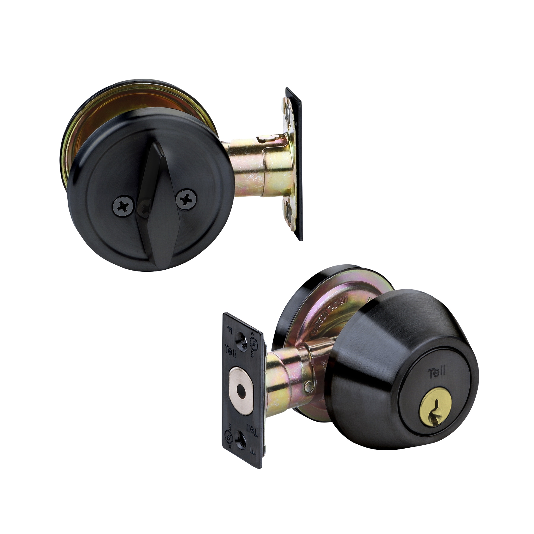 Tell Manufacturing CL102906 Heavy Duty Deadbolt Matte Black Single Cylinder Deadbolt