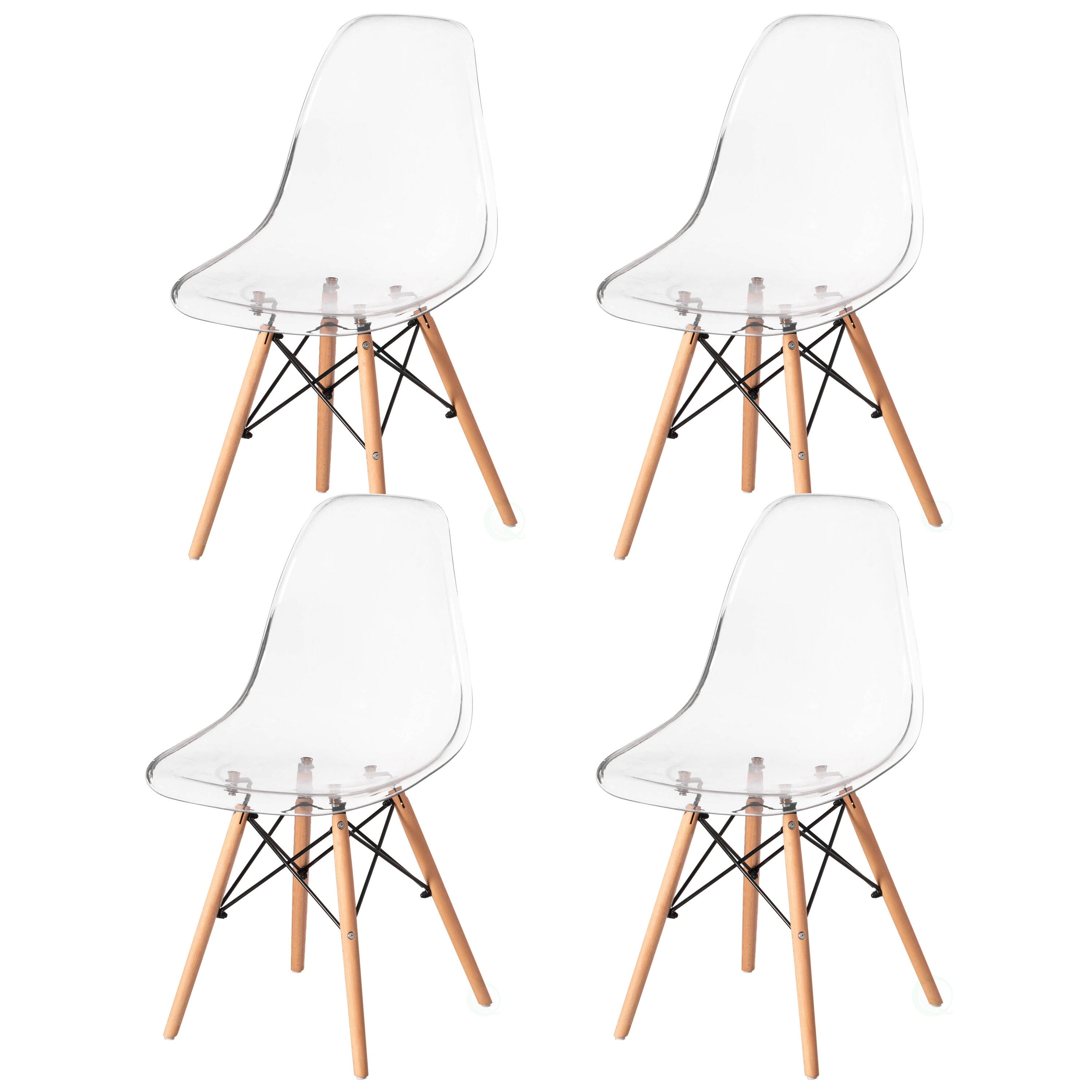 FABULAXE QI004627.CL.4 Set of 4 Contemporary/Modern Dining Side Chair (Plastic Frame)