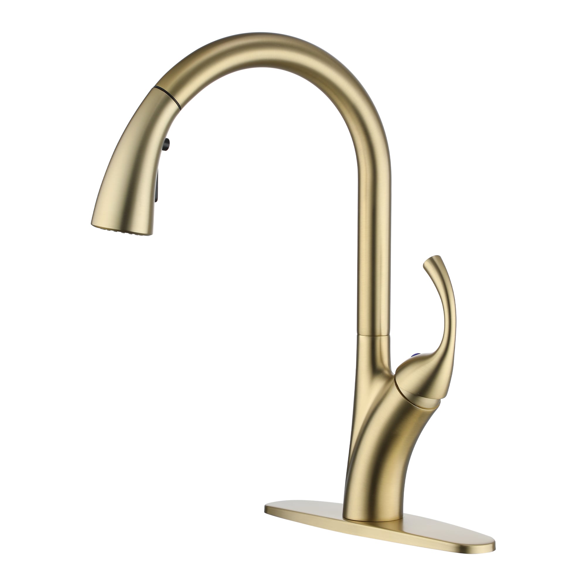 Clihome RCH-BAFS6516 Brushed Gold Kitchen Faucet Brushed Gold Single Handle Deck-mount Pull-down Kitchen Faucet with Sprayer ( Deck Plate Included )