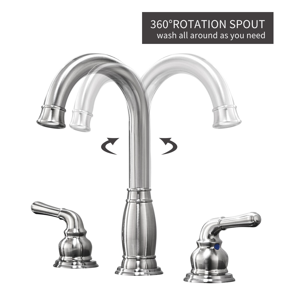 Satin Nickel 2-Handle Widespread Bathroom Faucet with Metal Drain