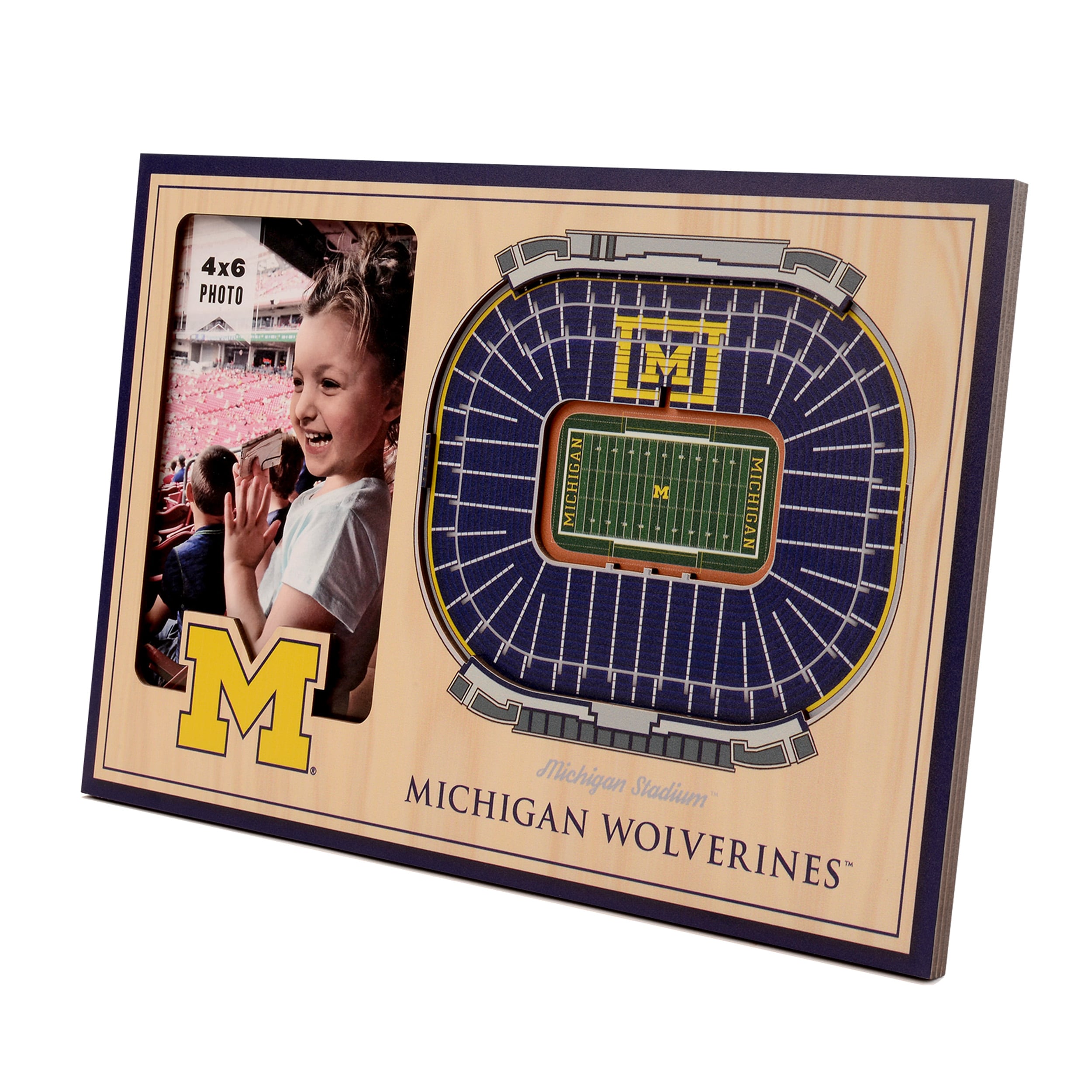 StadiumViews 9024385 Michigan Wolverines Team Colors Wood Picture Frame (8-in x 12-in)