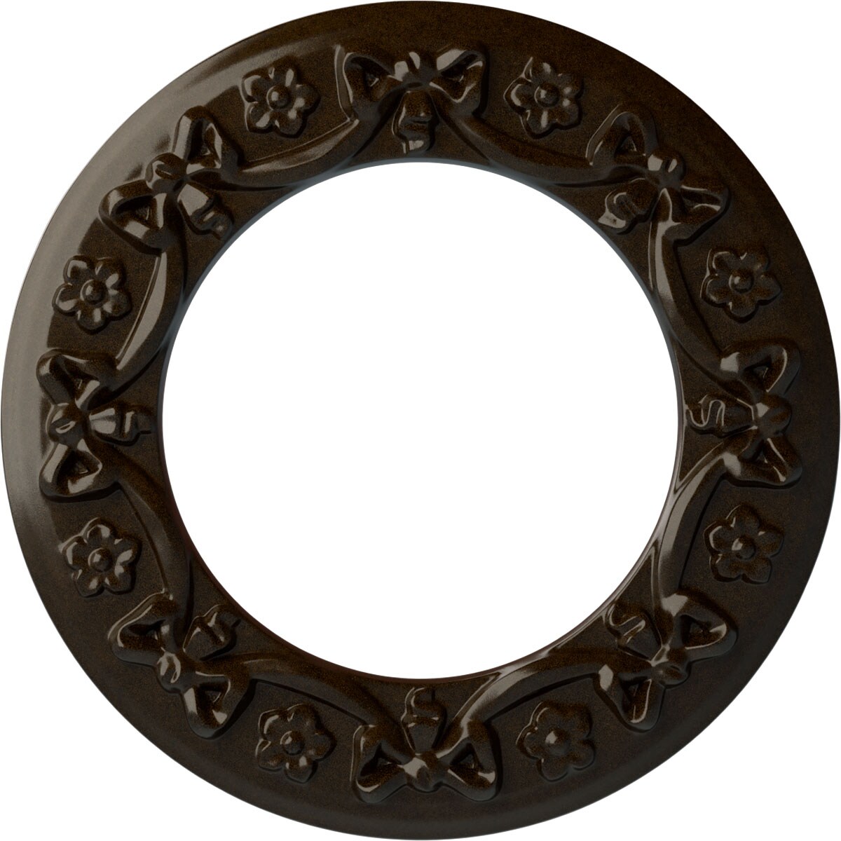 Ekena Millwork CM12RIBZS Ribbon with Bow 12.25-in W x 12.25-in L Painted Bronze Polyurethane Whole Ceiling Medallion