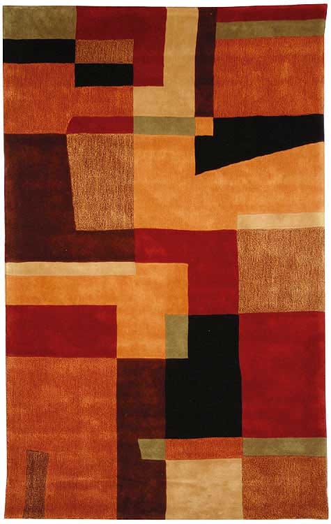 Handmade Red Wool 6' x 9' Abstract Area Rug
