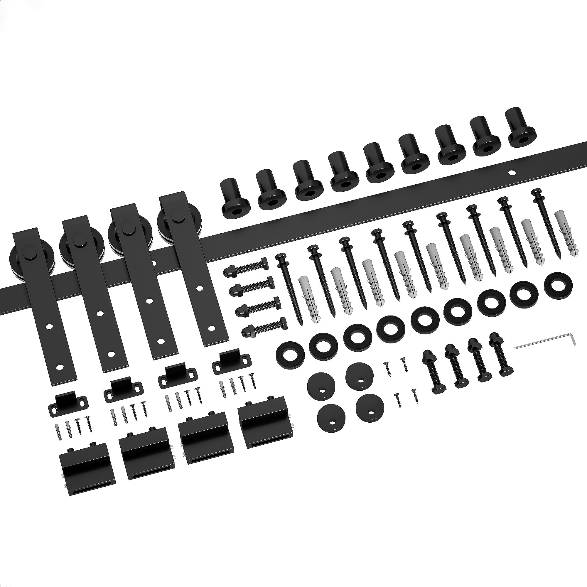 Phyfalip 12FT Heavy Duty Sliding Barn Door Hardware Kit for Double 36 Inch Doors Carbon Steel Track Nylon Wheels Smooth Quiet Operation Easy Install 1 Kit #LPF0502Q41