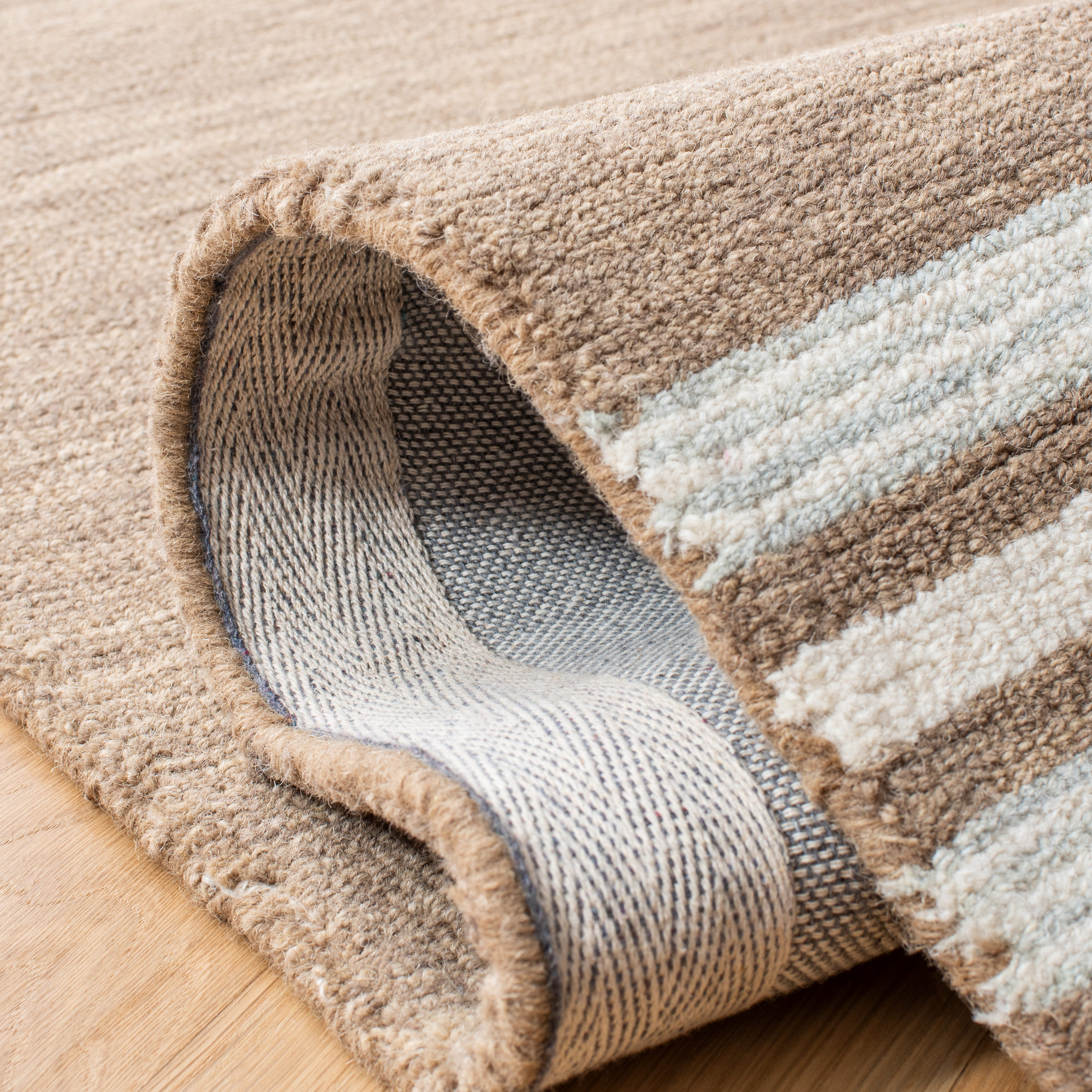 Ivory and Brown Hand-Tufted Wool Rectangular Area Rug