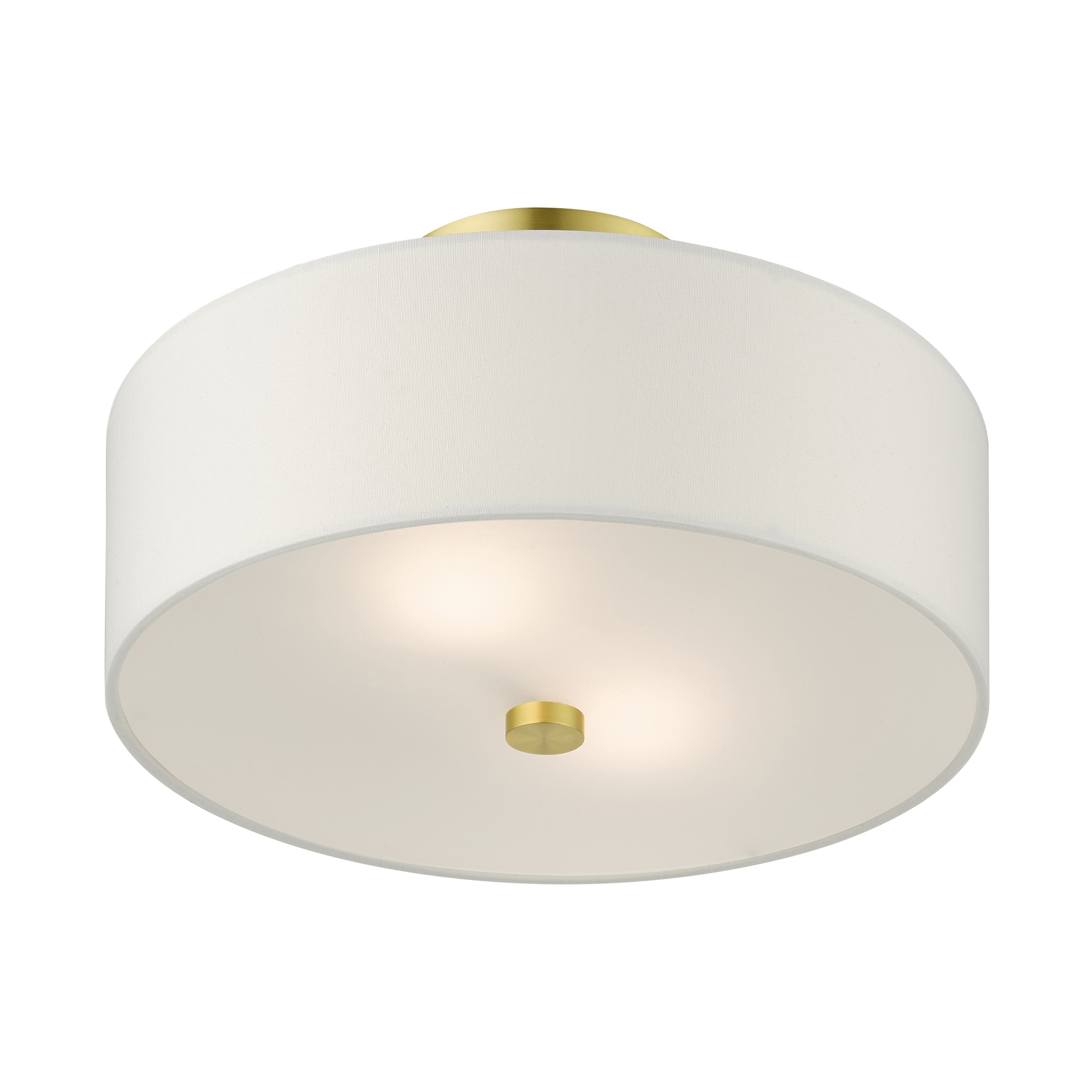 Meridian Satin Brass 2-Light LED Drum Semi-Flush Mount