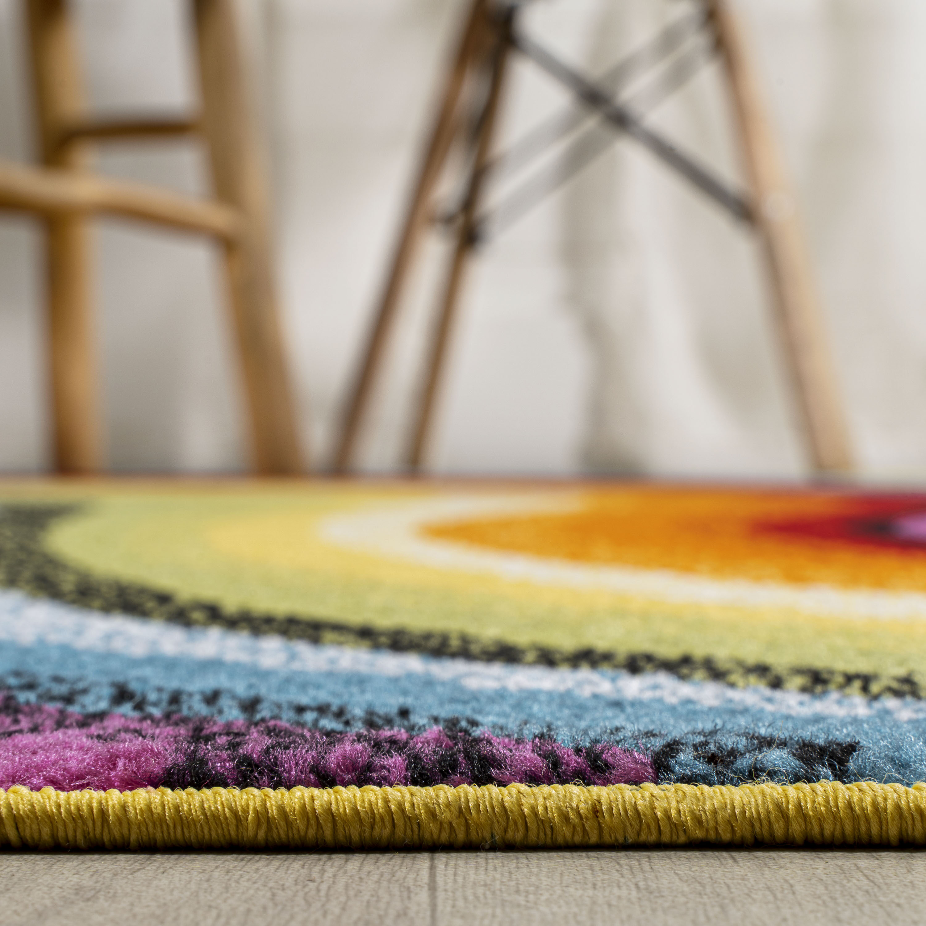 Colorful Abstract Swirl Multicolor 5 x 8 Area Rug