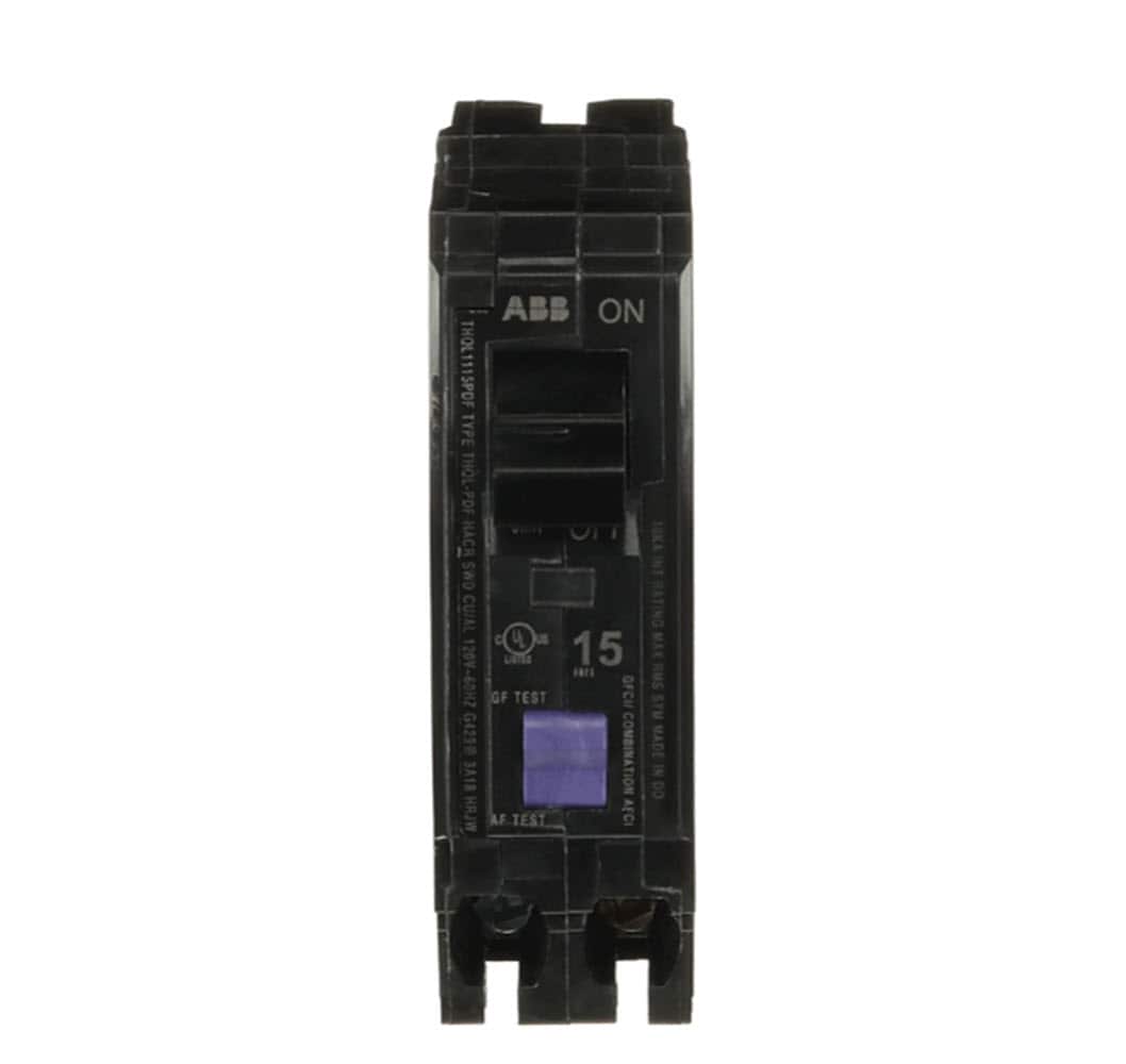 ABB THQL1115PDFA Q-Line THQL 15-amp 1 -Pole Dual function AFCI/GFCI Plug-On Neutral Circuit Breaker