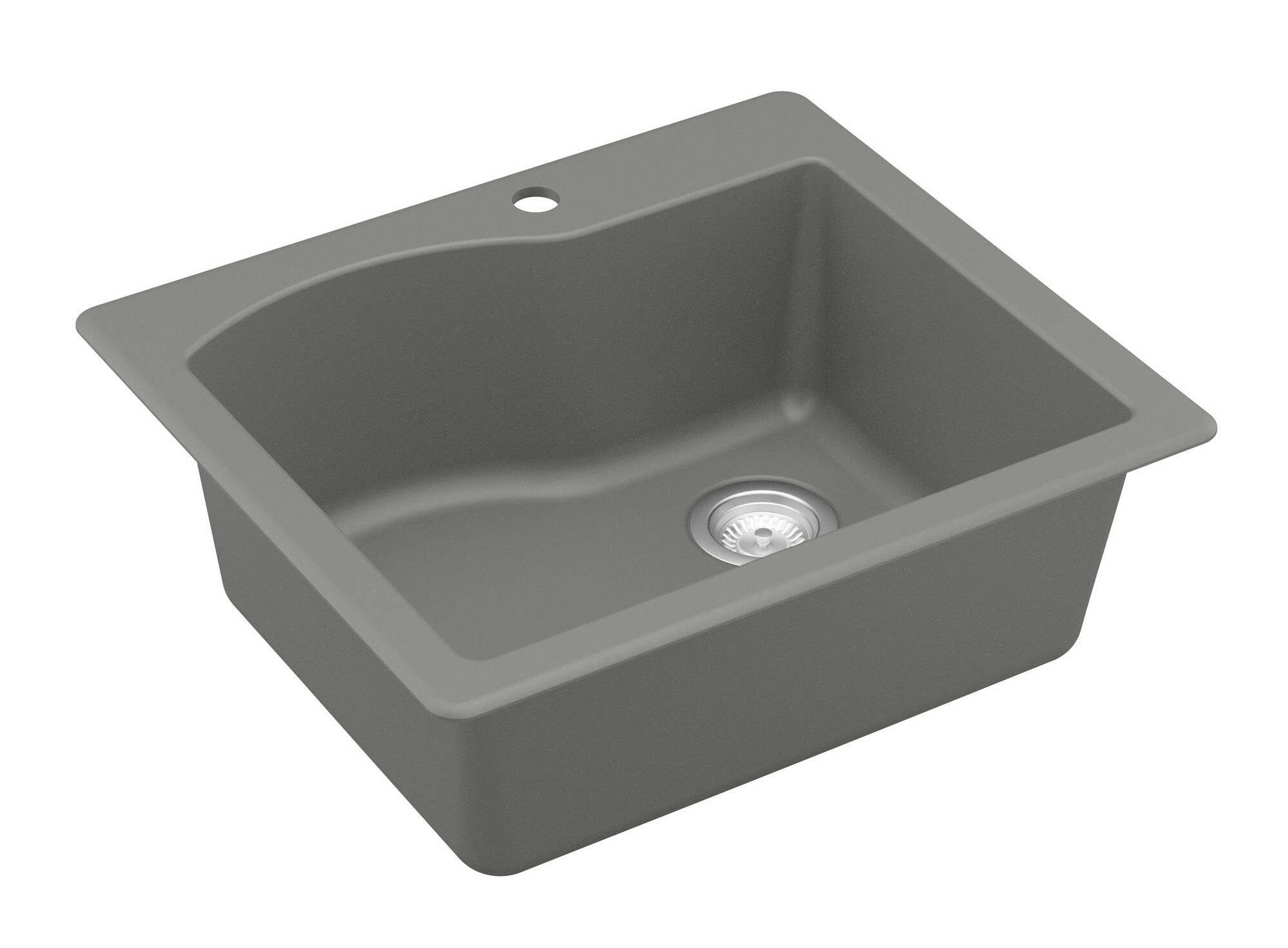 Gray Quartz Composite Single Bowl Drop-In Kitchen Sink