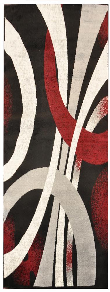 MSRUGS Frize 4 x 5 Black/Red Indoor Abstract Area Rug in the Rugs