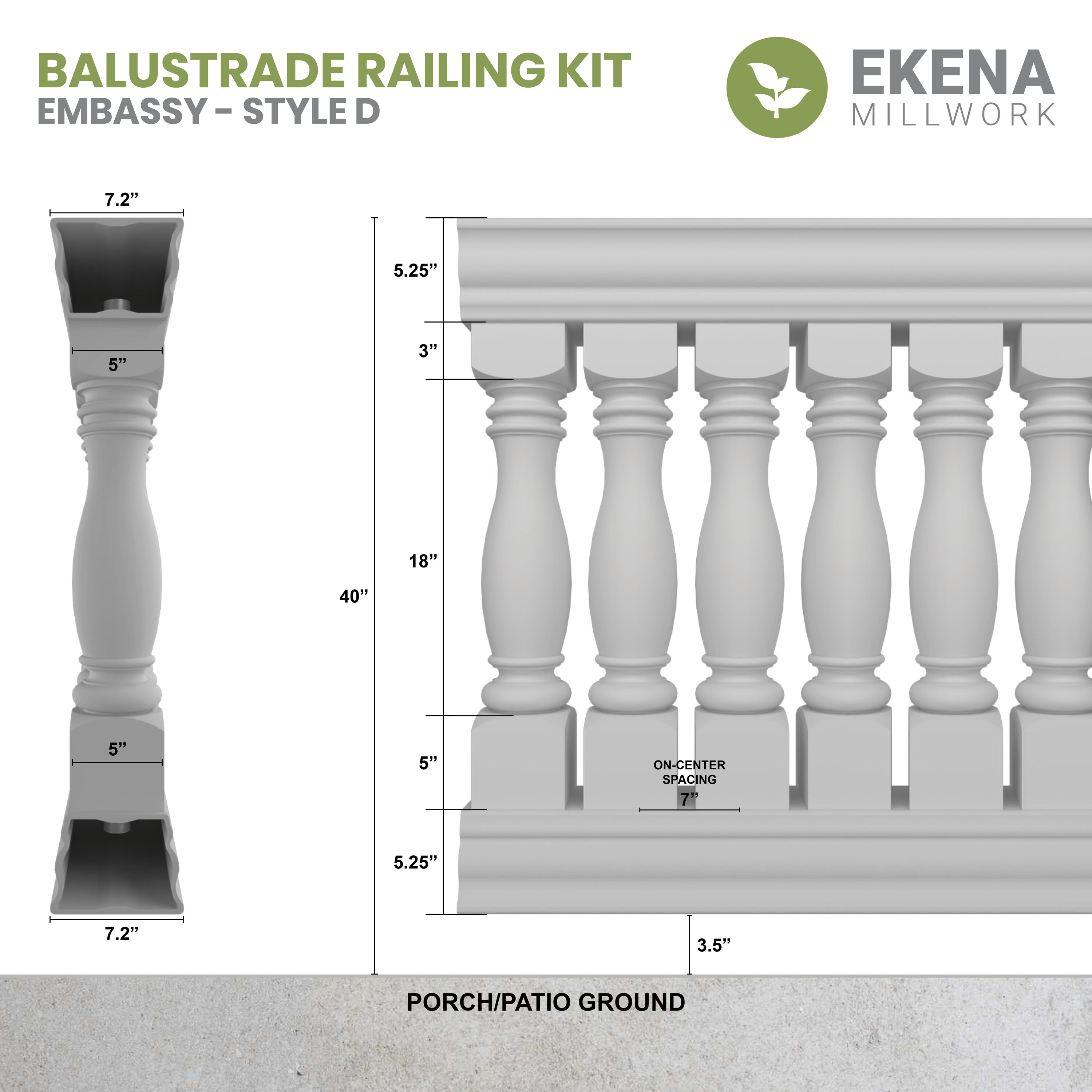 Ekena Millwork BALK40X024EMD railings - View #7