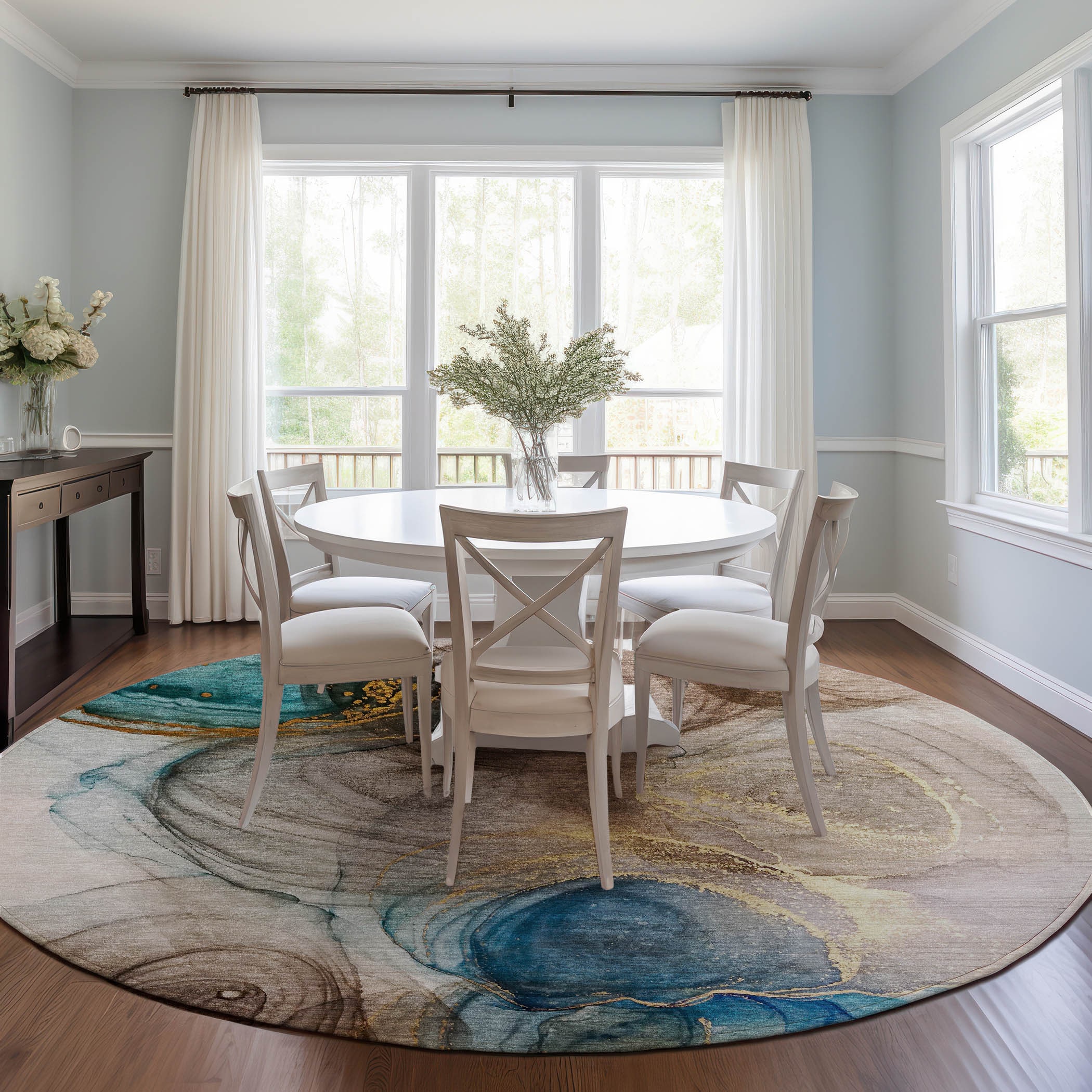 Addison Rugs ACN513BG8RO Chantille ACN513BG 8 x 8 (ft) Polyester Beige Round Indoor/Outdoor Abstract Machine washable Area rug