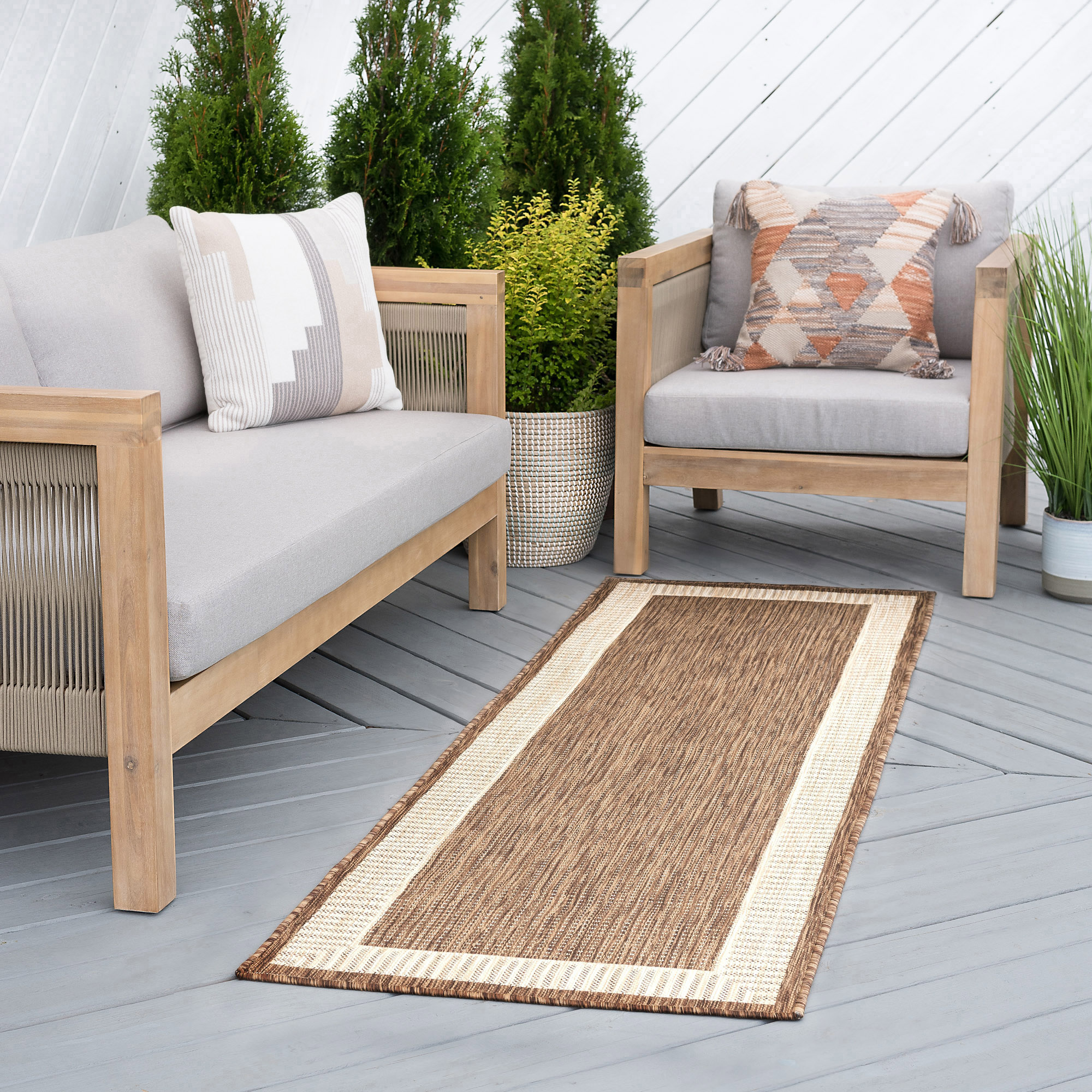 Tayse ECO1103 3X10 Eco 3 x 10 (ft) Flatweave Polypropylene Brown Rectangular Indoor/Outdoor Coastal Runner rug