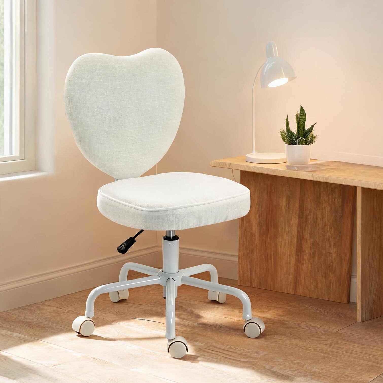 sunjurt Office Chairs with White Linen and Foam and 19.8 x 15.8 x 35 in Adjustable Design