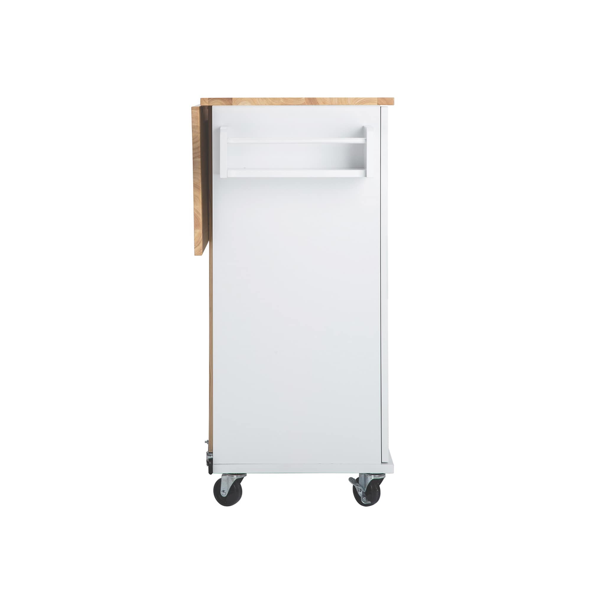 Bybafun White Mdf Base with Wood Top Rolling Kitchen Island (30-in x 53.9-in x 36.2-in)