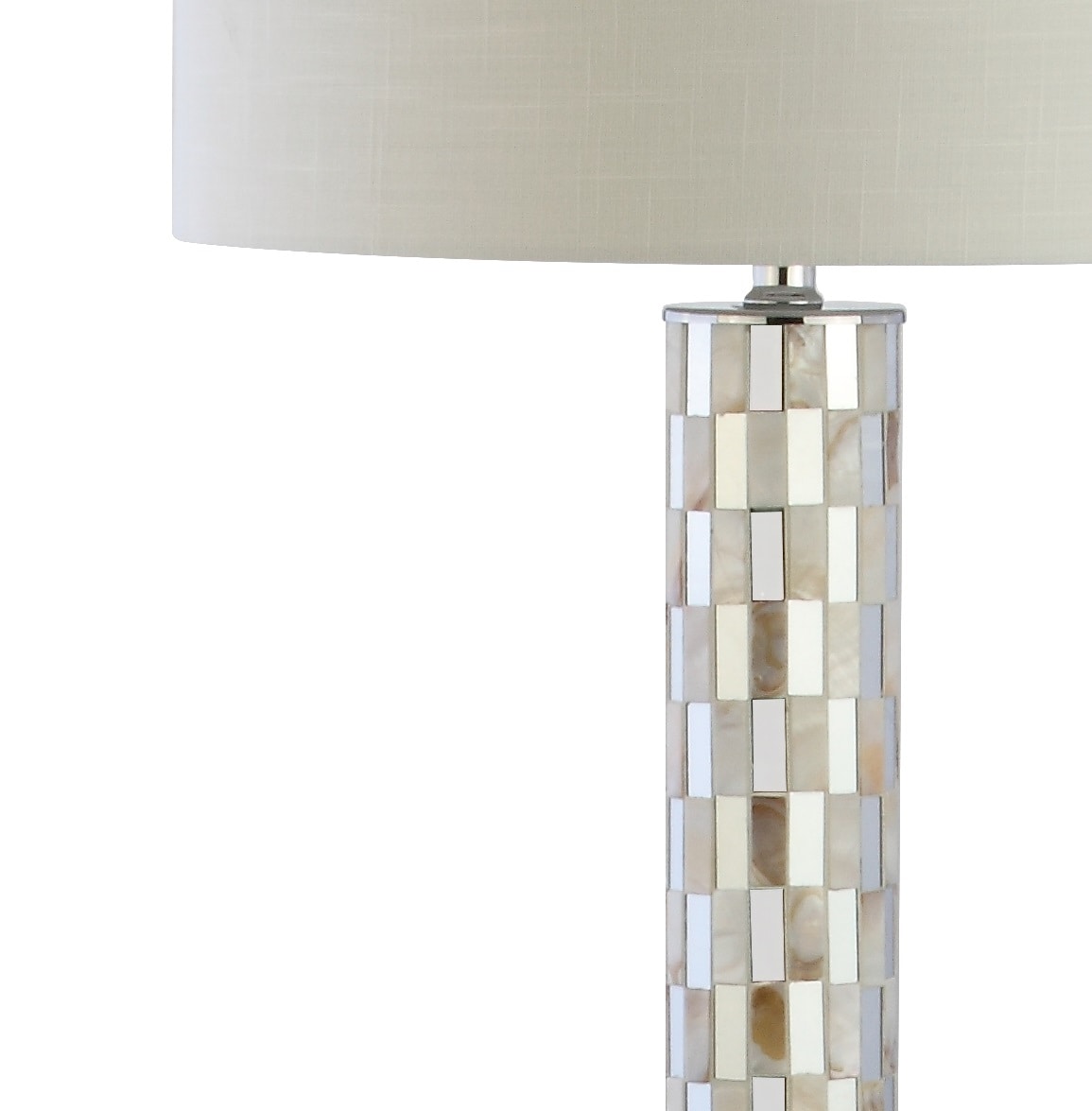 Liam 63.5" Seashell Mosaic LED Floor Lamp with White Linen Shade