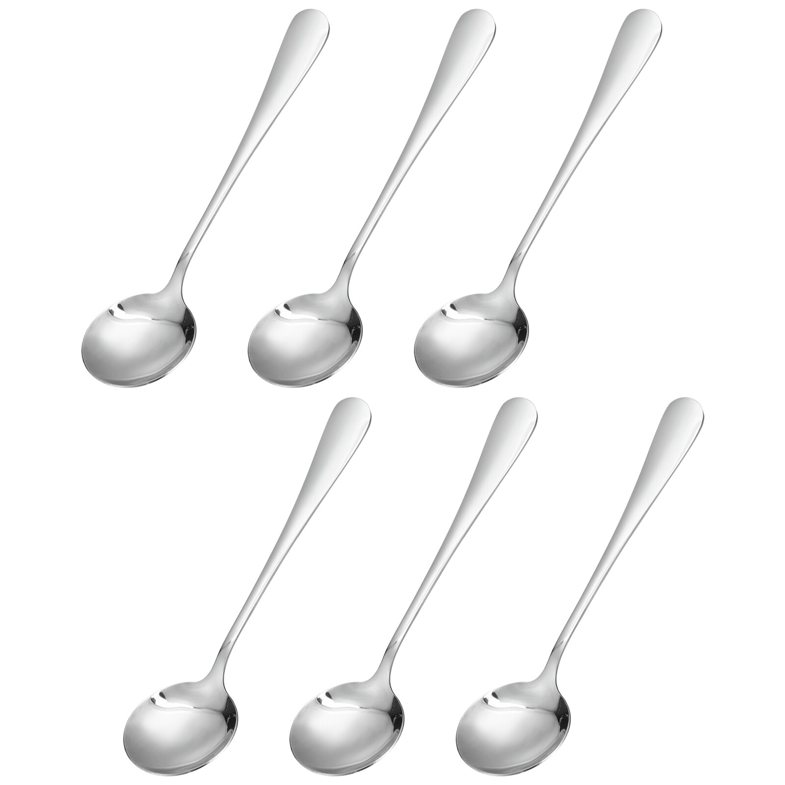 Unique Bargains 6pcs Stainless Steel Soup Spoon 6.5 Inch Tea Spoons Round Dinner Spoons Dessert Spoon for Dinner Bouillon Coffee Soup Silver