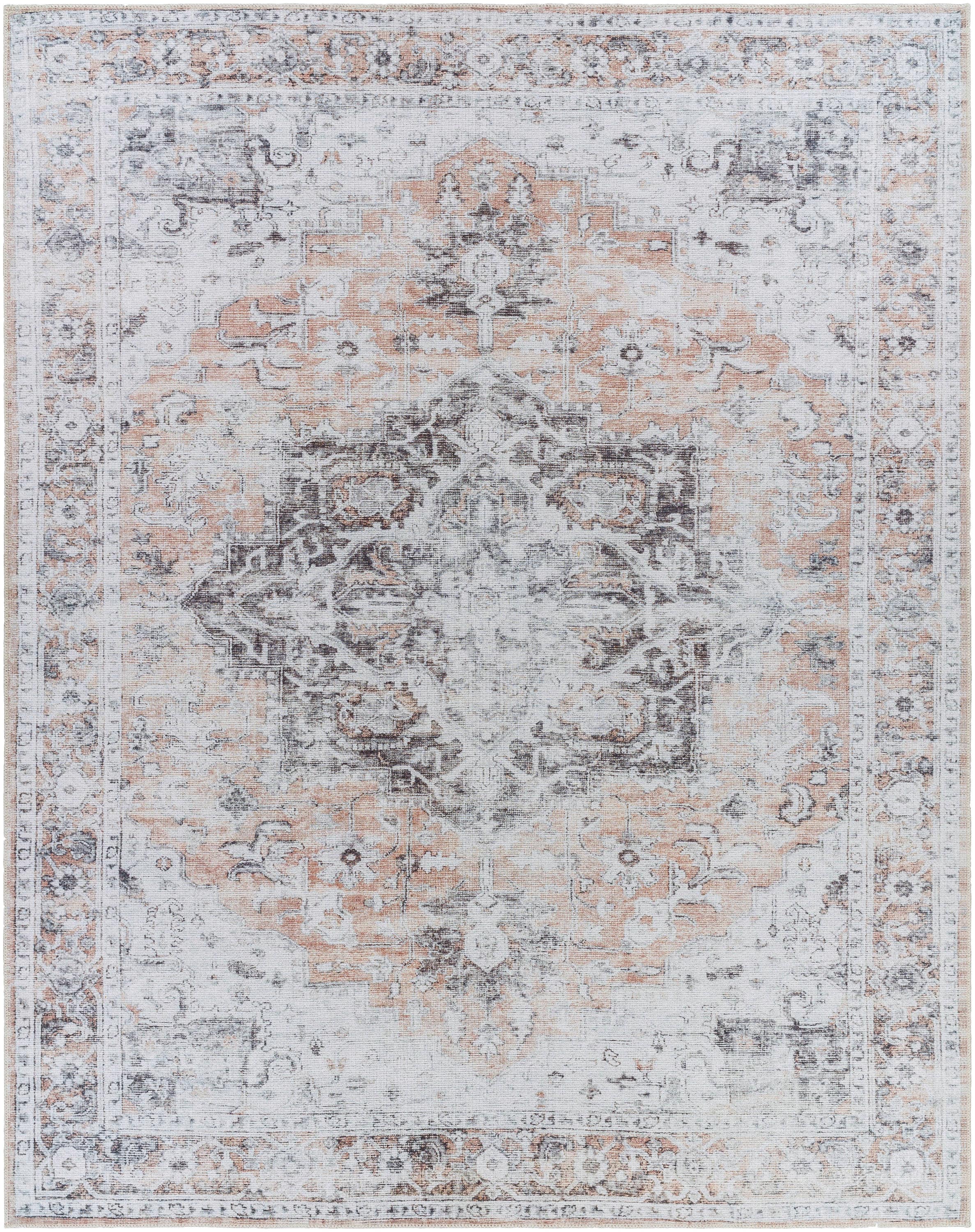 Found & Fable Chenille Printed Vintage Look Blue Medallion Area Rug, 5x7, Sold by at Home