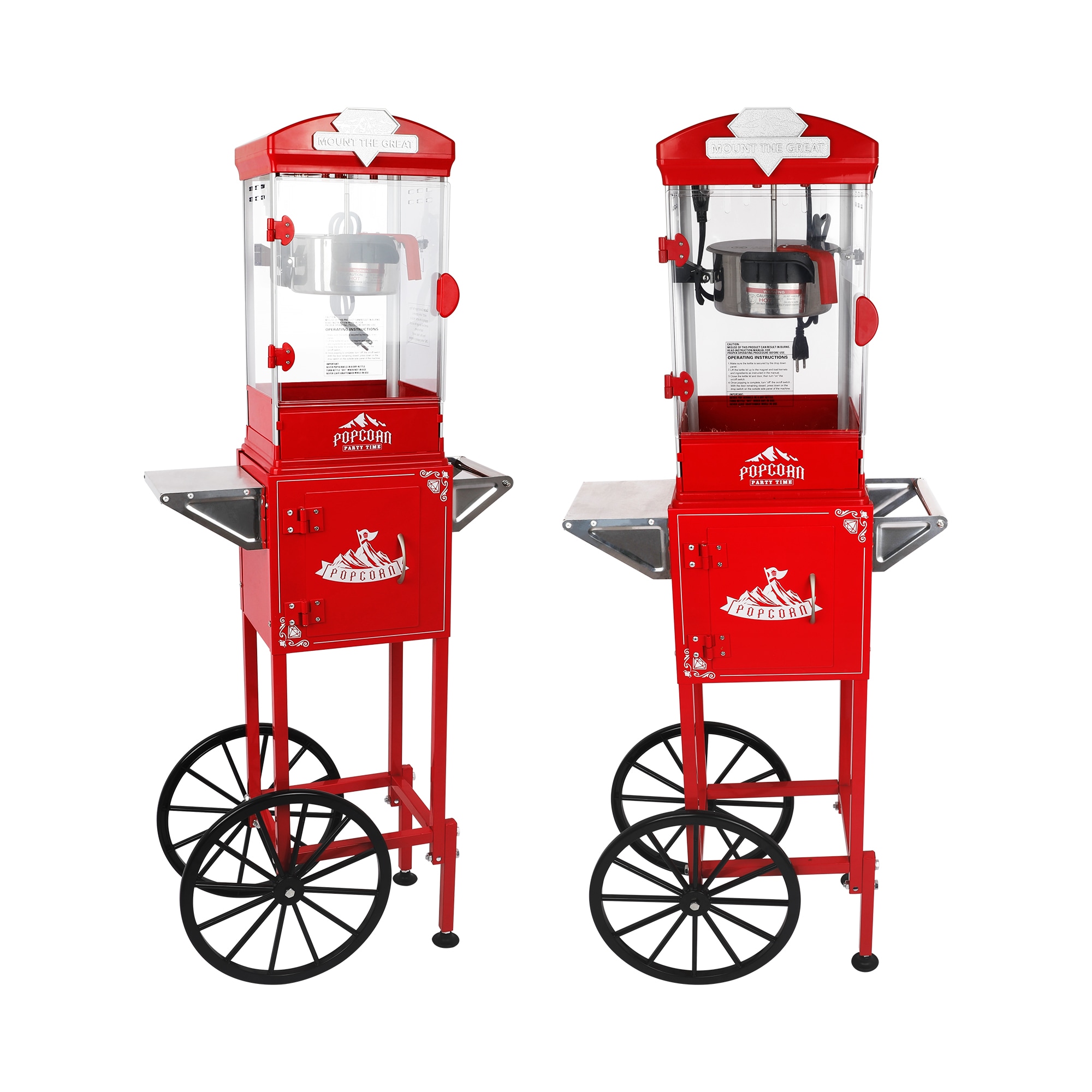 Red 40-Cup Oil Freestanding Popcorn Machine Cart with Stainless-steel Kettle