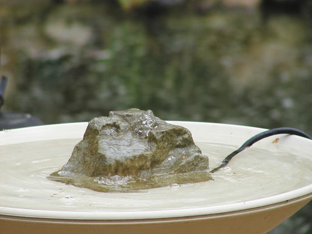 Gray Granite Freestanding Fiberglass Bird Bath Rock with Pump