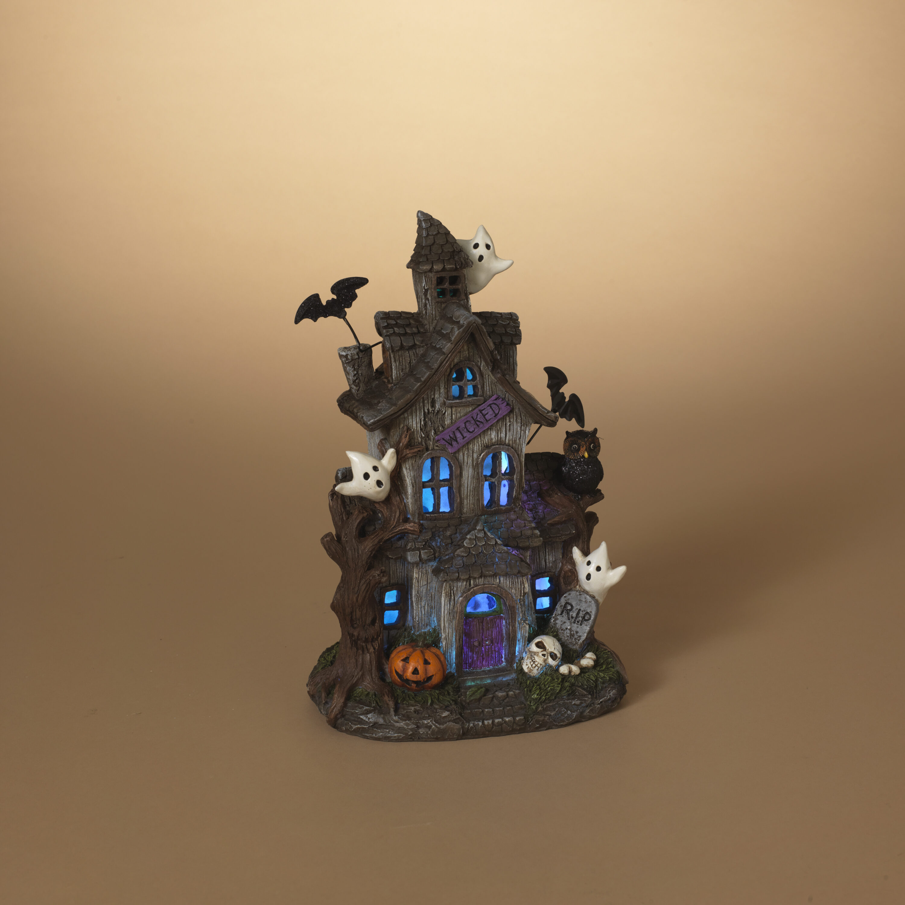 GIL 11.6-in Tabletop Lighted Haunted House Figurine in the Halloween ...