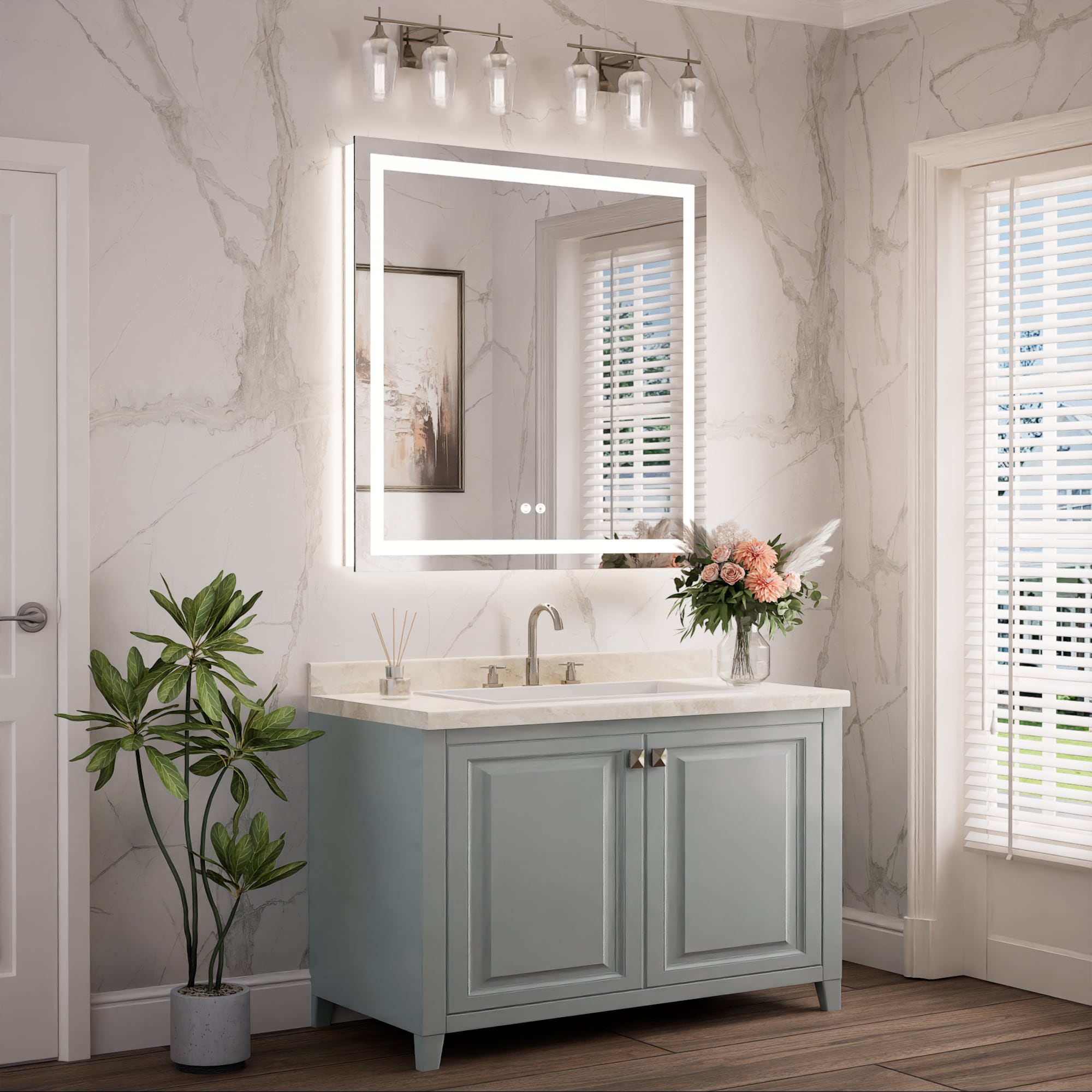Keonjinn LW-ZBGFXFJ-9191F Framed-Bath-Mirrors - View #2