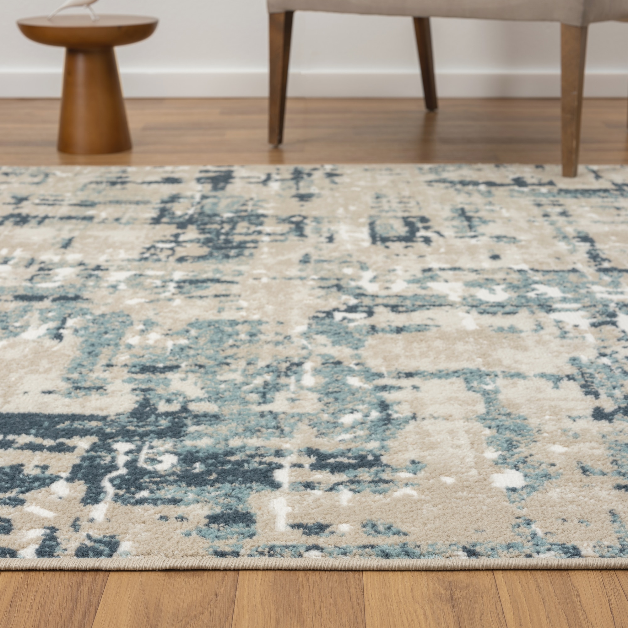Arcady Blue and Beige Abstract Rectangular Area Rug