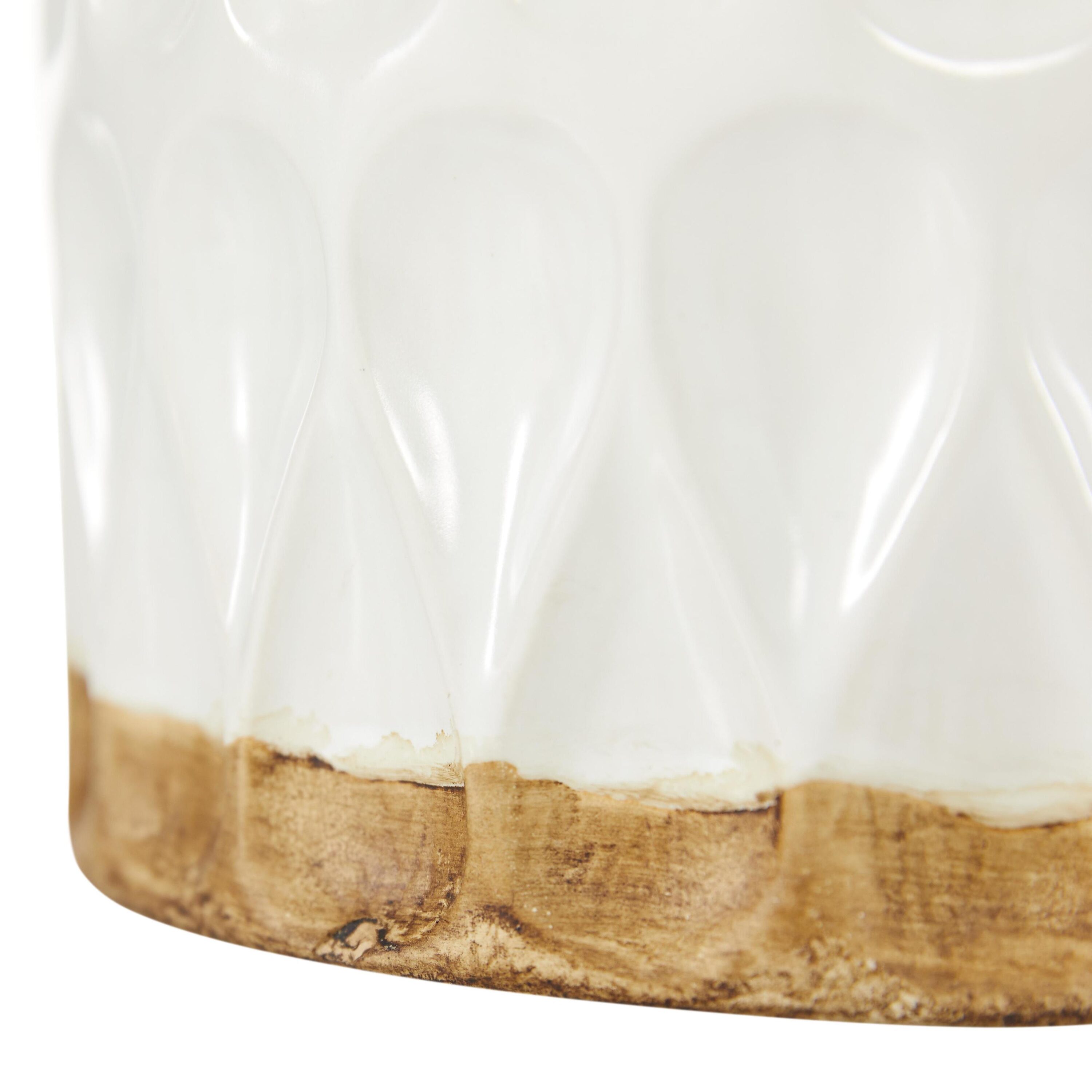 White and Brown Geometric Porcelain Table Vase