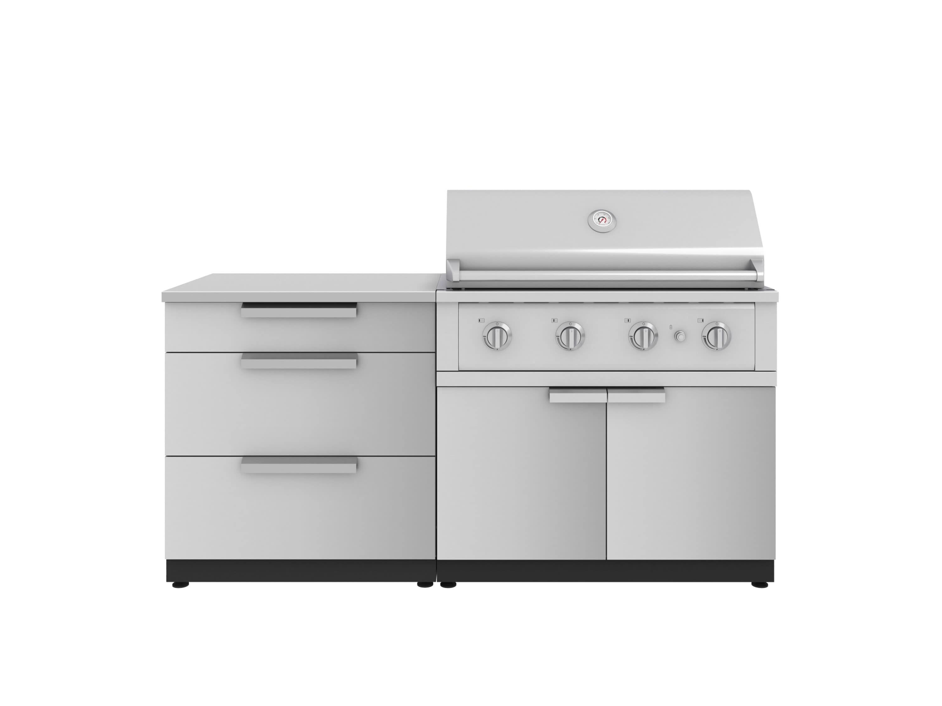 NewAge Products 67351 Classic Stainless Steel Cabinets Performance Grill 4 -Piece 72-in W x 24-in D x 48.5-in H Modular Outdoor Kitchen Set 4 Burners