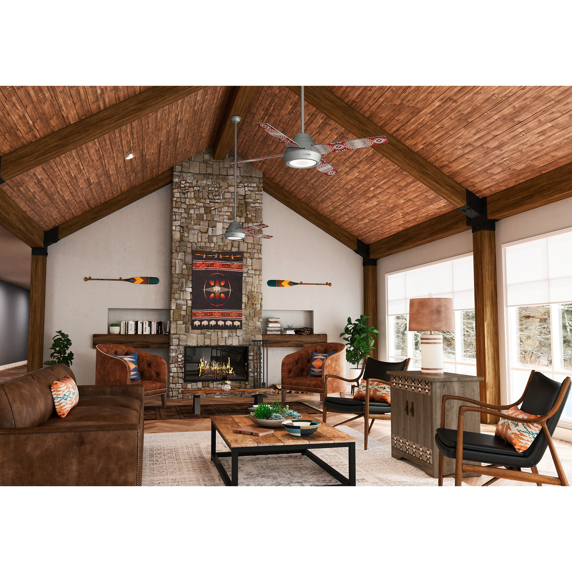 Hunter Dempsey 44-in Noble Bronze Indoor Flush Mount Ceiling Fan with Light  and Remote (4-Blade)