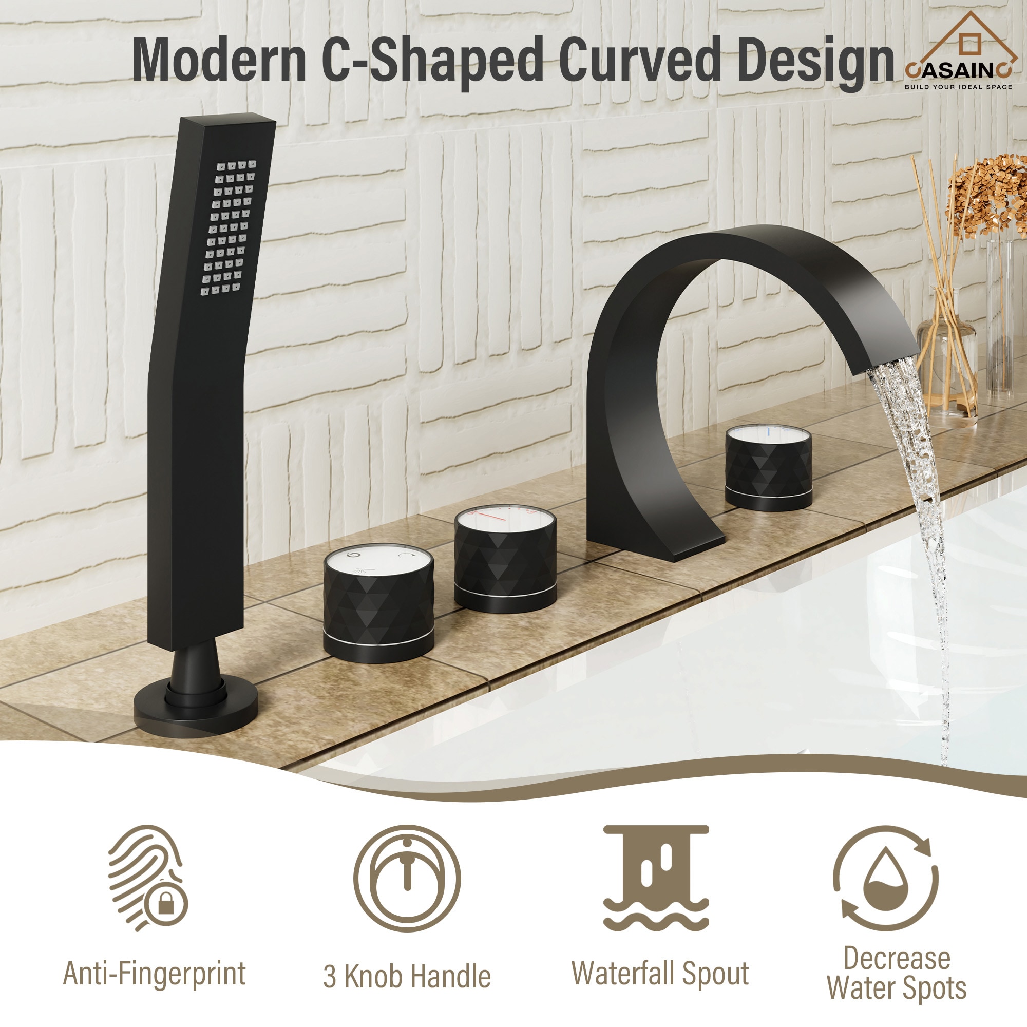 CASAINC TC01-BB Roman-Tub-Faucets - View #7
