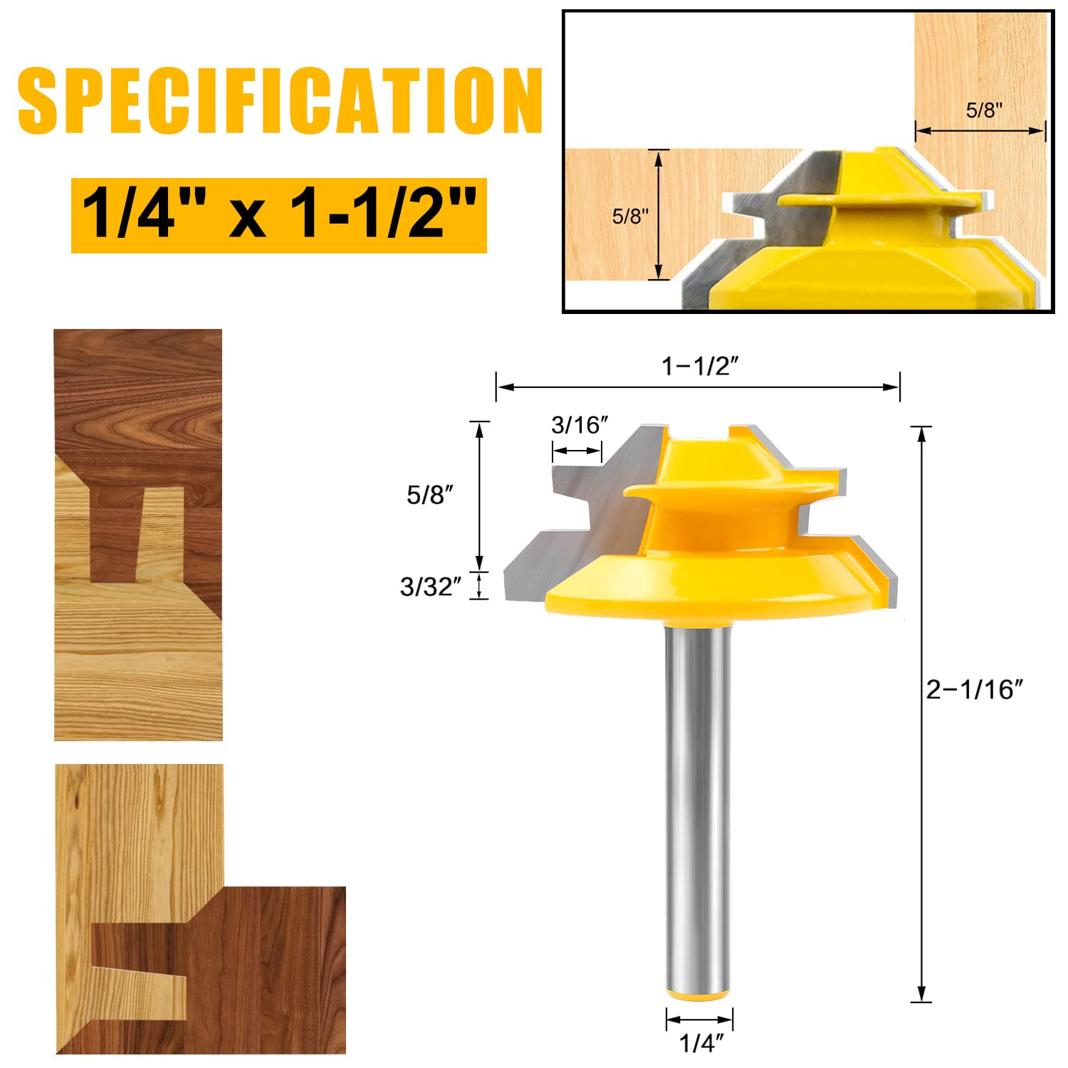 SenQWFa LDC0810Q116 Cabinetry-Joinery-Router-Bits - View #3