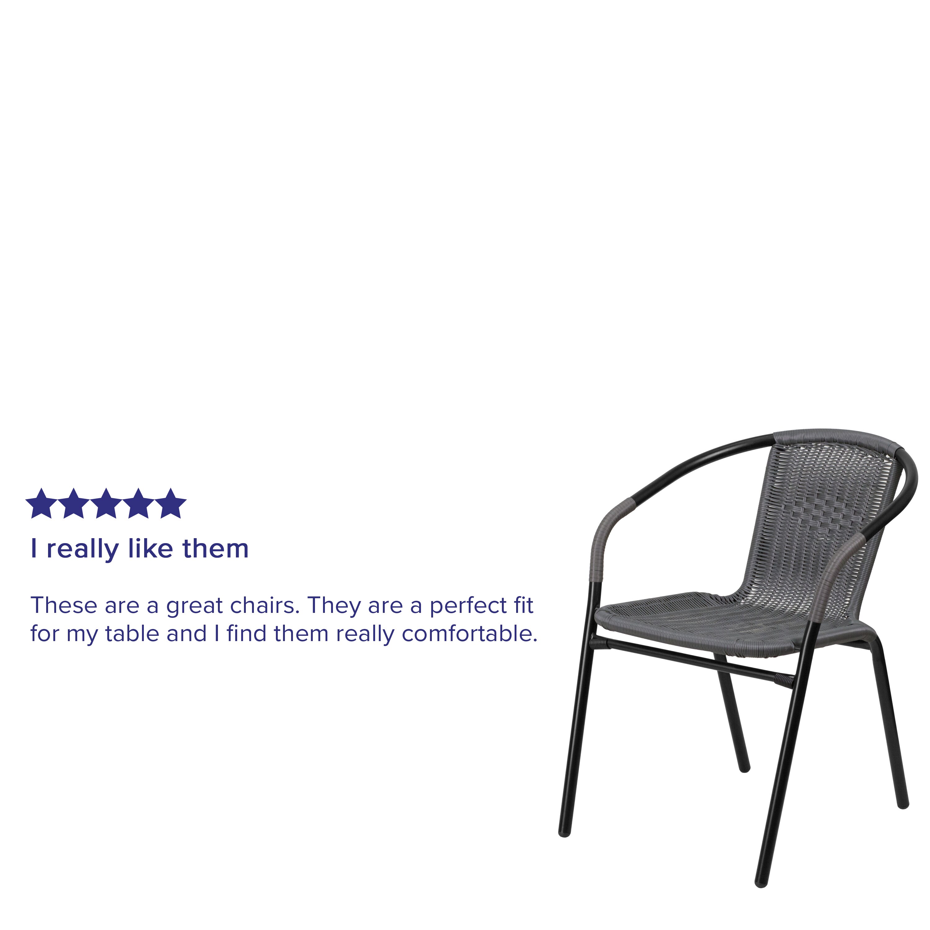 Gray Rattan Stackable Patio Dining Chairs, Set of 2