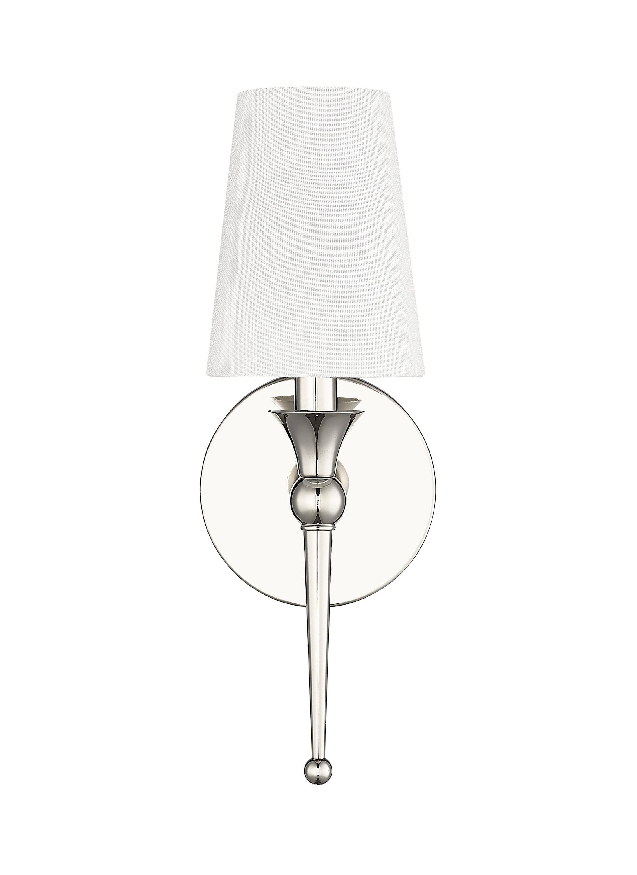 Polished Nickel 14" Direct Wired Wall Sconce with White Shade