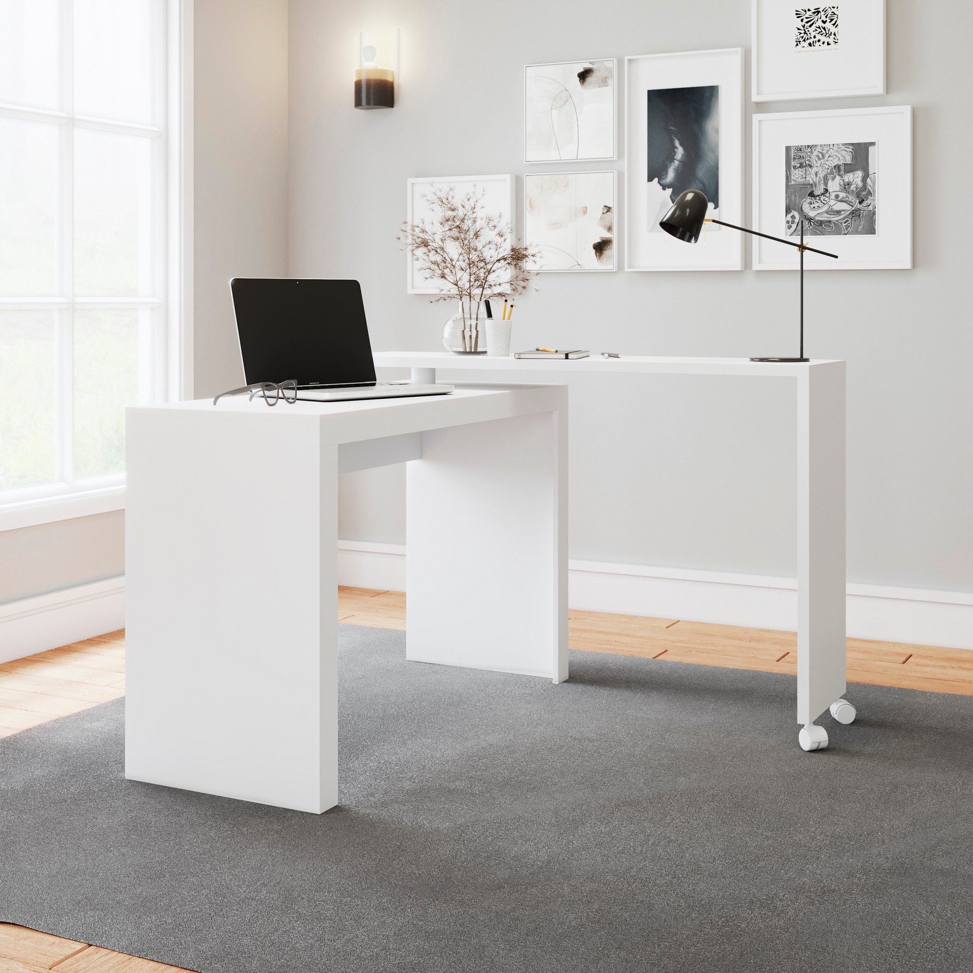 Manhattan Comfort 33AMC6 Calabria 47.24-in White Modern/Contemporary L-shaped desk