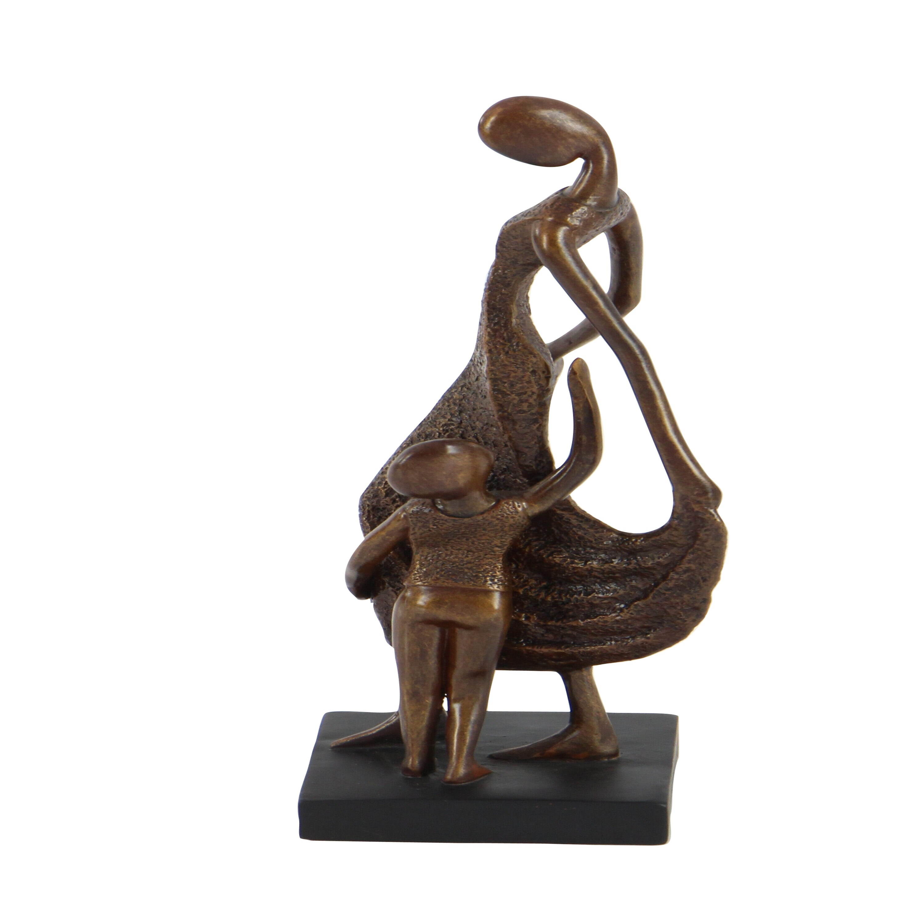 Bronze Family Sculpture with Textured Finish, 15" Tall