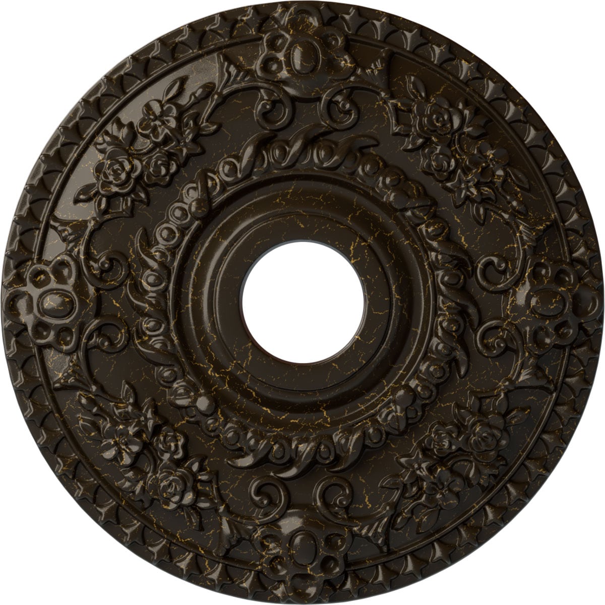Ekena Millwork CM18ROSHC Rose 18-in W x 18-in L Painted Stone Hearth Crackle Polyurethane Whole Ceiling Medallion