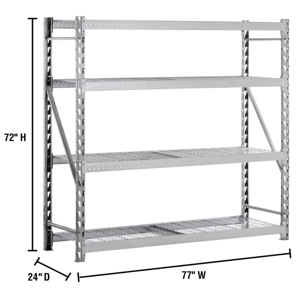 edsal Muscle Rack Steel Heavy Duty 4-Tier Utility (84-in W x 24-in D x  84-in H), Gray in the Freestanding Shelving Units department at