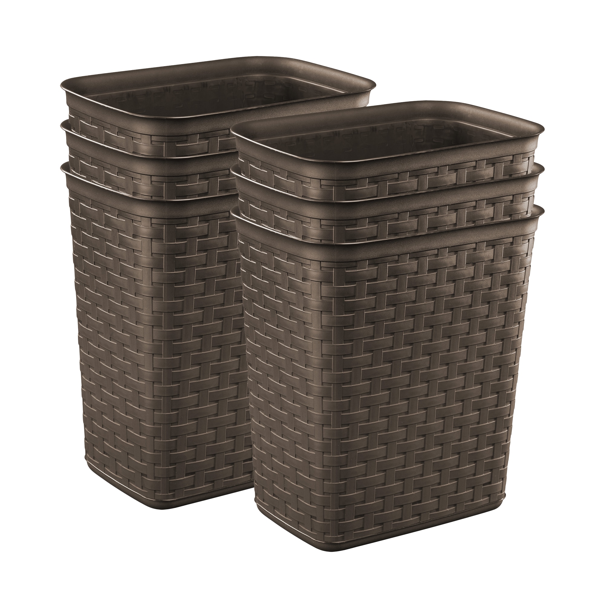 Sterilite  Weave 3.4 Gallon Plastic Home/Office Wastebasket Trash Can (6 Pack)