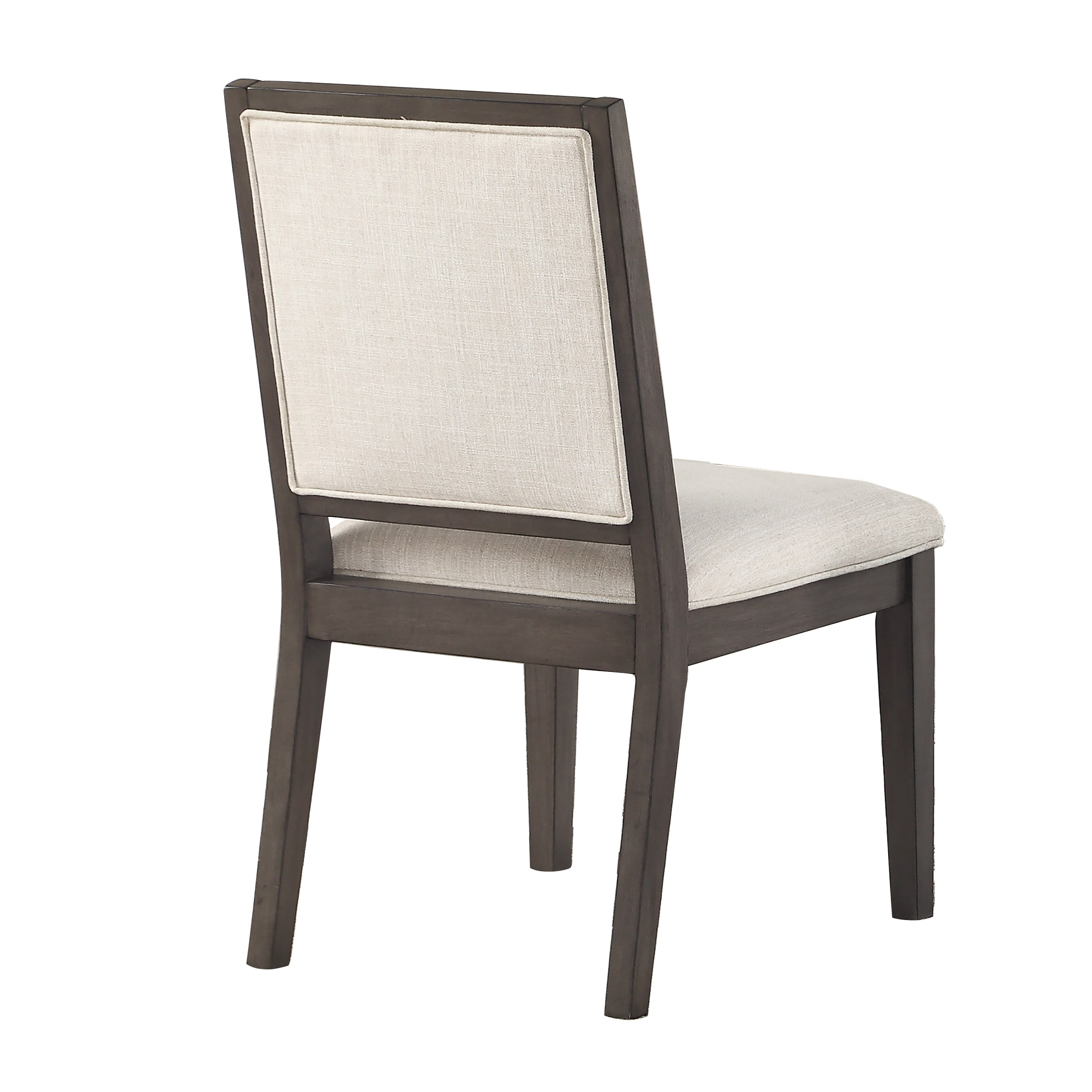 Beige Linen Upholstered Side Chair with Wood Frame