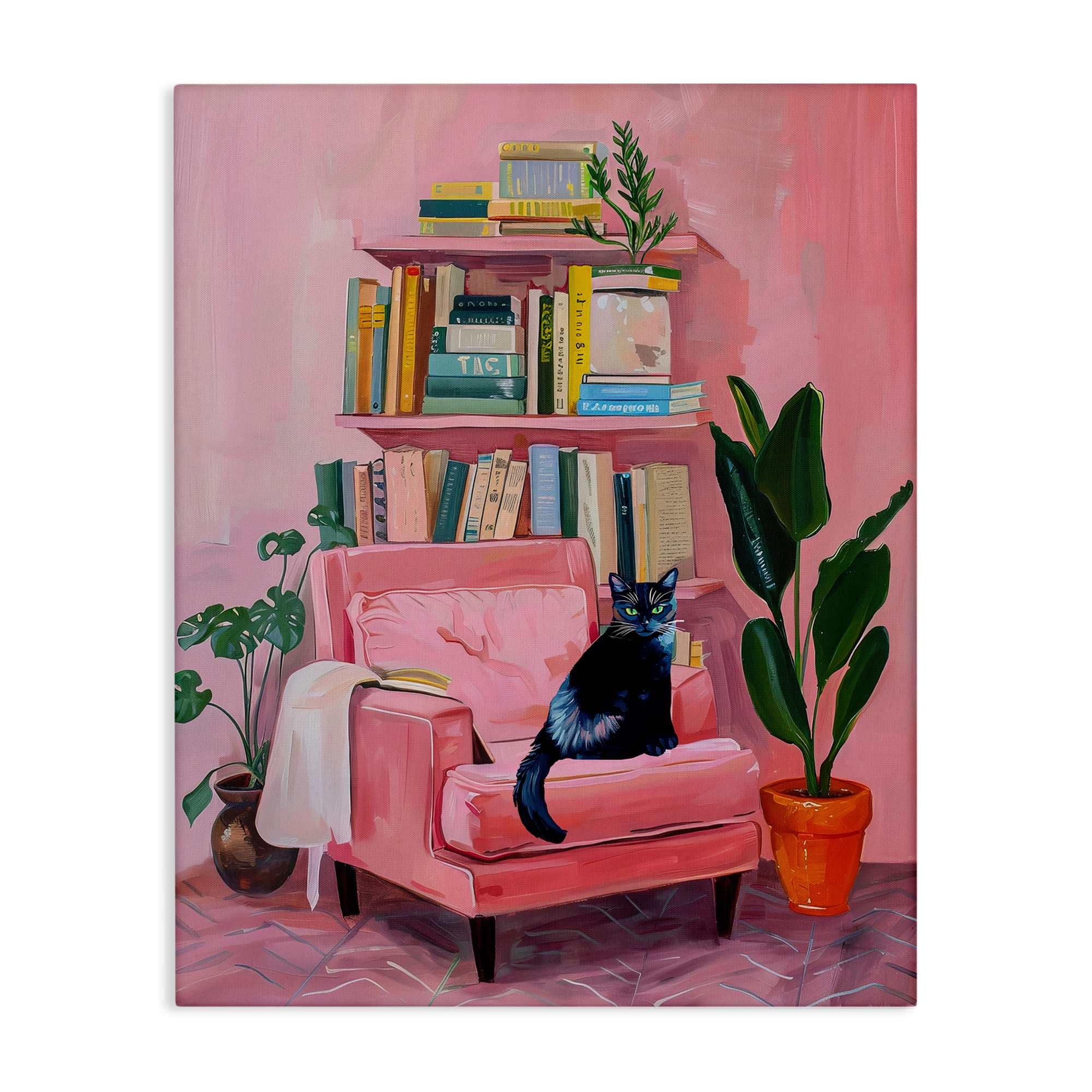 Stupell Industries BT-086-CN-24X30 Calm and Cozy Pink Interior Canvas Wall Art By Lil Rue 24 x 30
