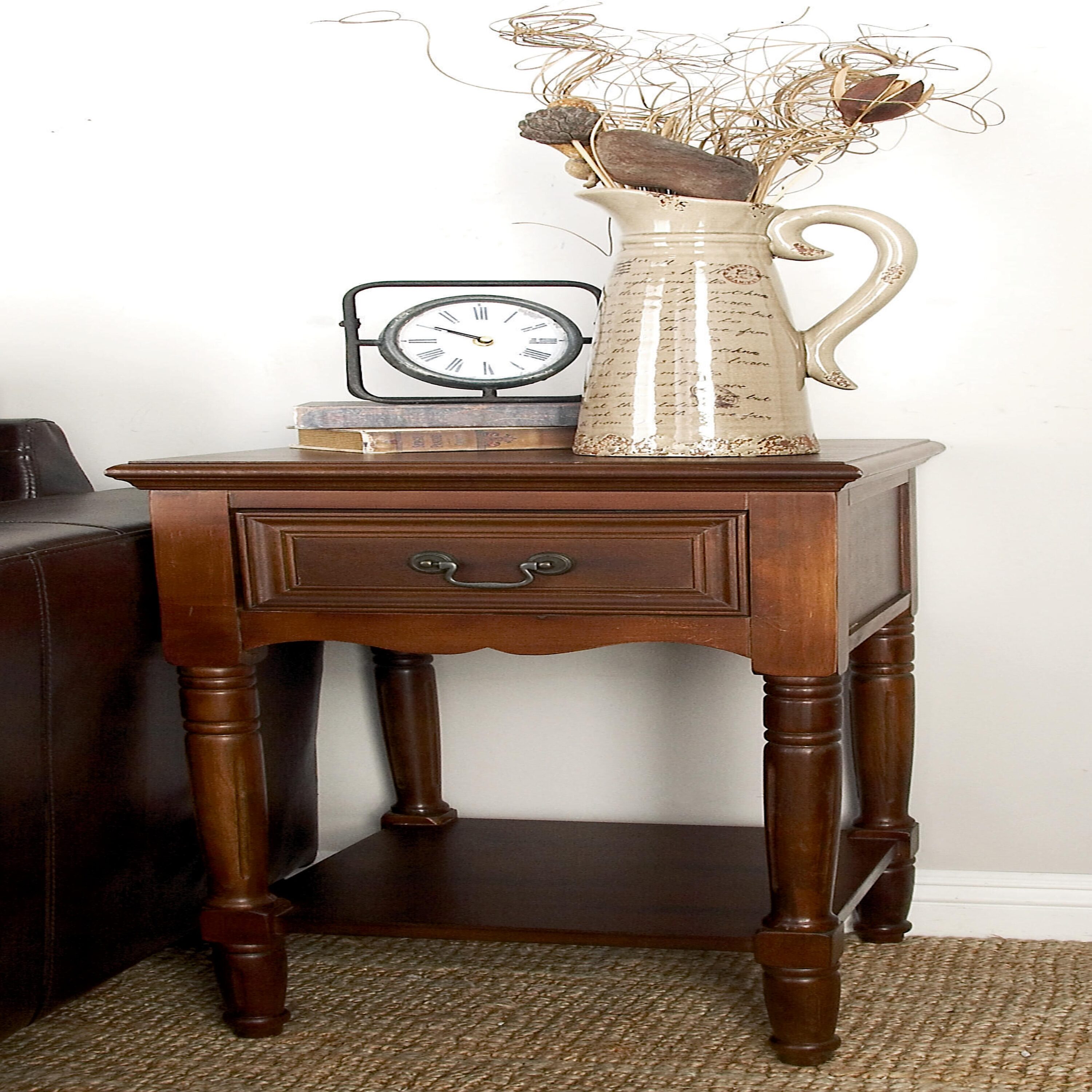 Grayson Lane 96193 15-in W x 29-in H Brown 1 Drawer and 1 Shelf Wood Country End Table with Storage Assembly Required