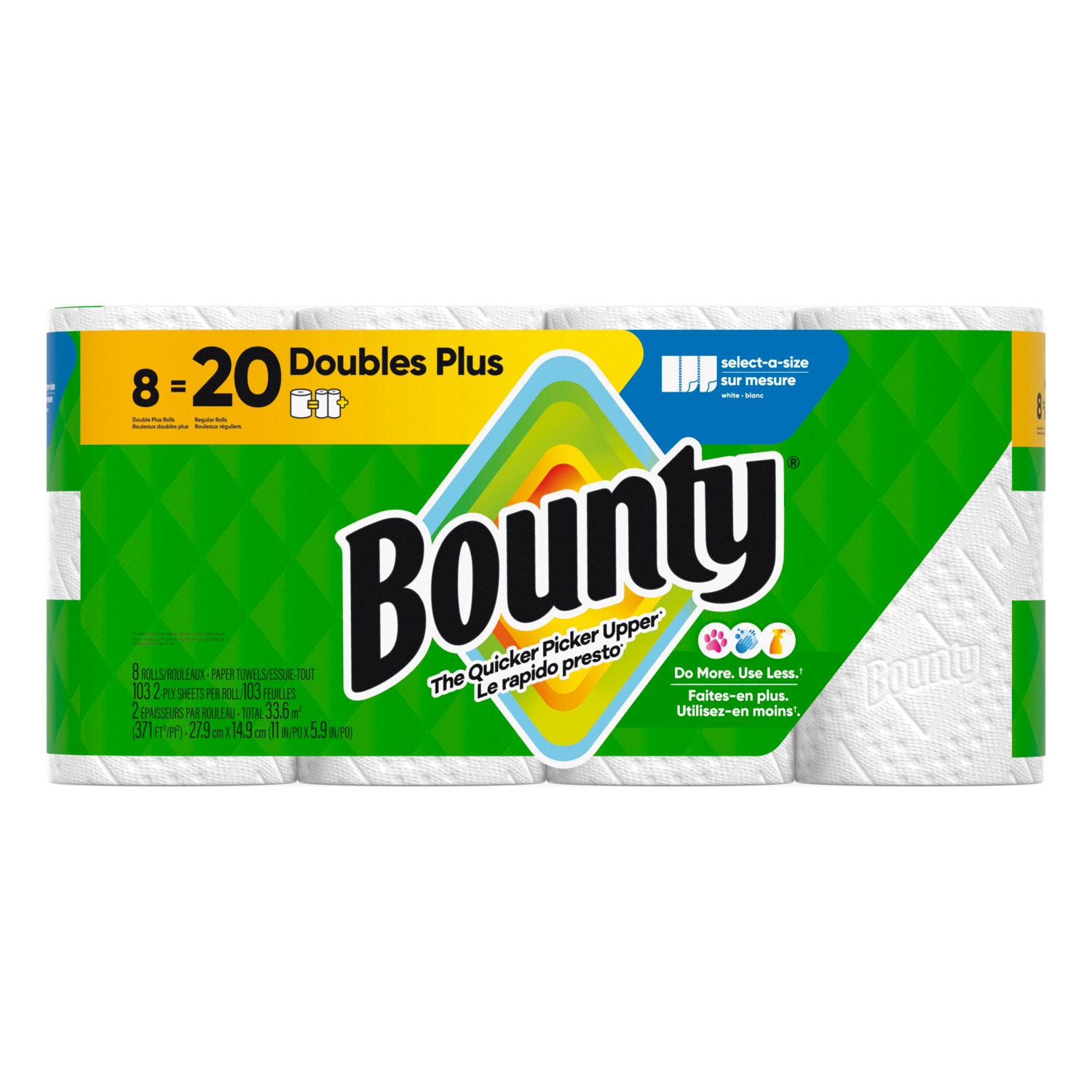 Bounty 3077219274 Doubles Plus Select-a-Size 8 -Count Paper Towels