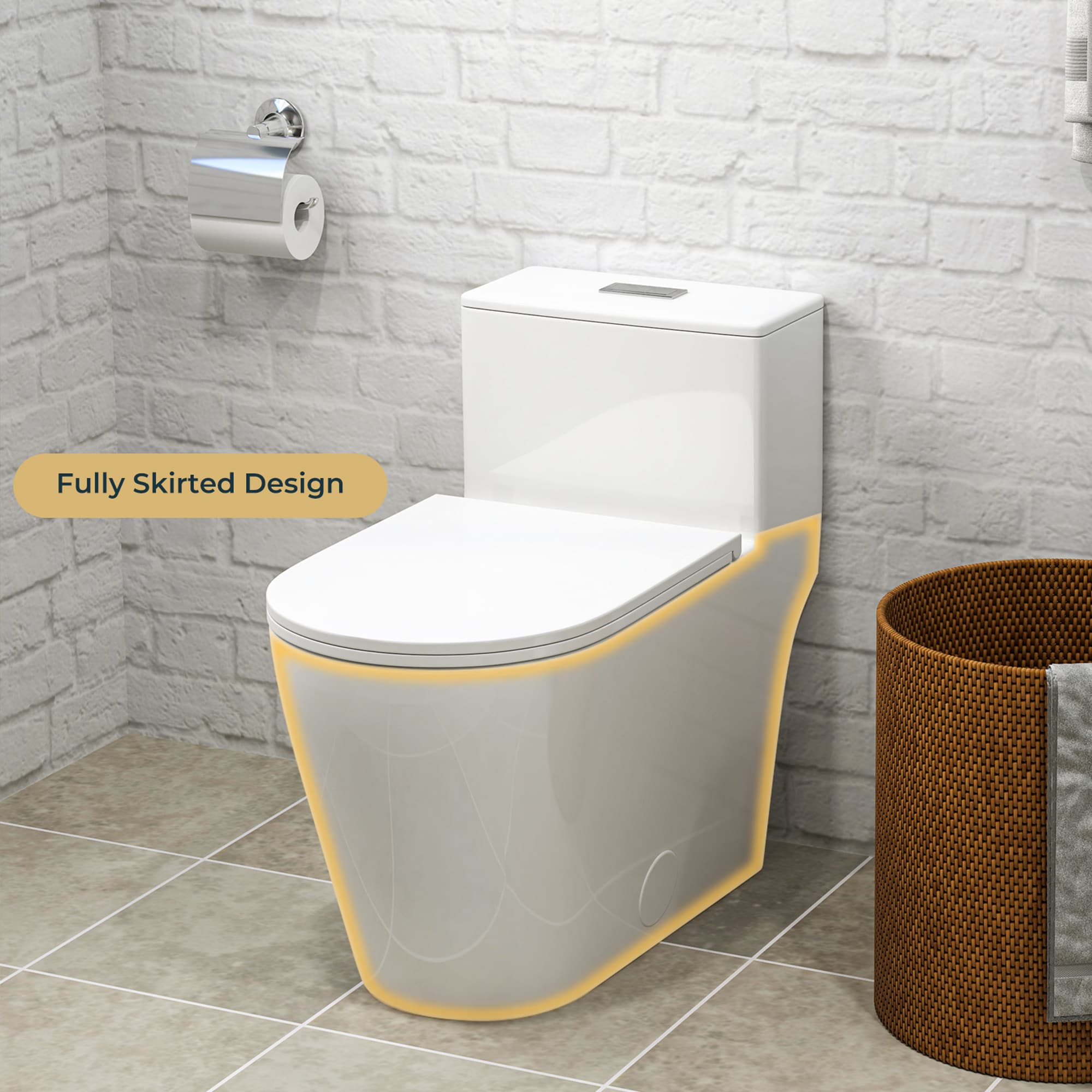 FURUISI LL91002 White Dual Flush Elongated Standard height Soft Close 1-piece Toilet 12-in Rough-In WaterSense 1.6 GPF