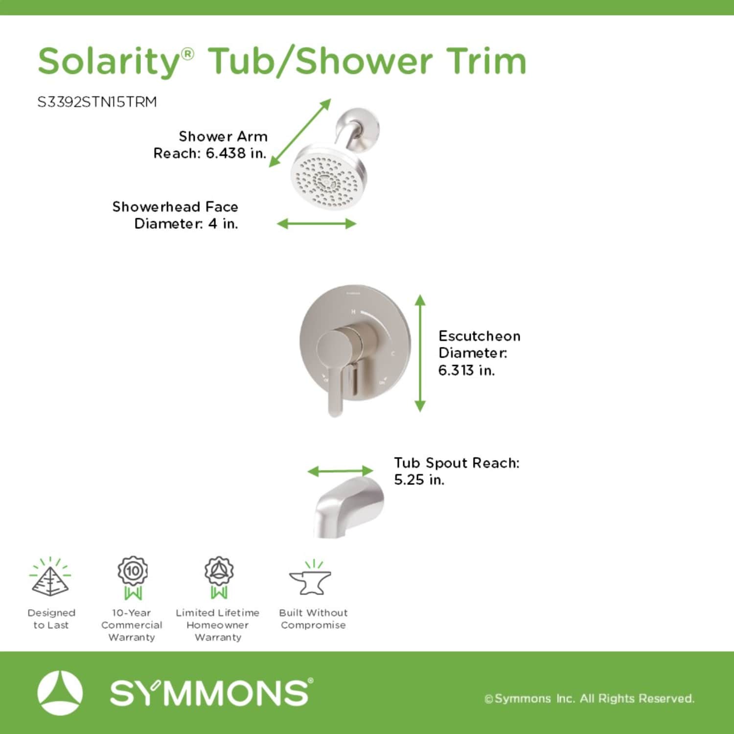 Symmons S3392STN15TRM Tub-Shower-Faucets - View #2
